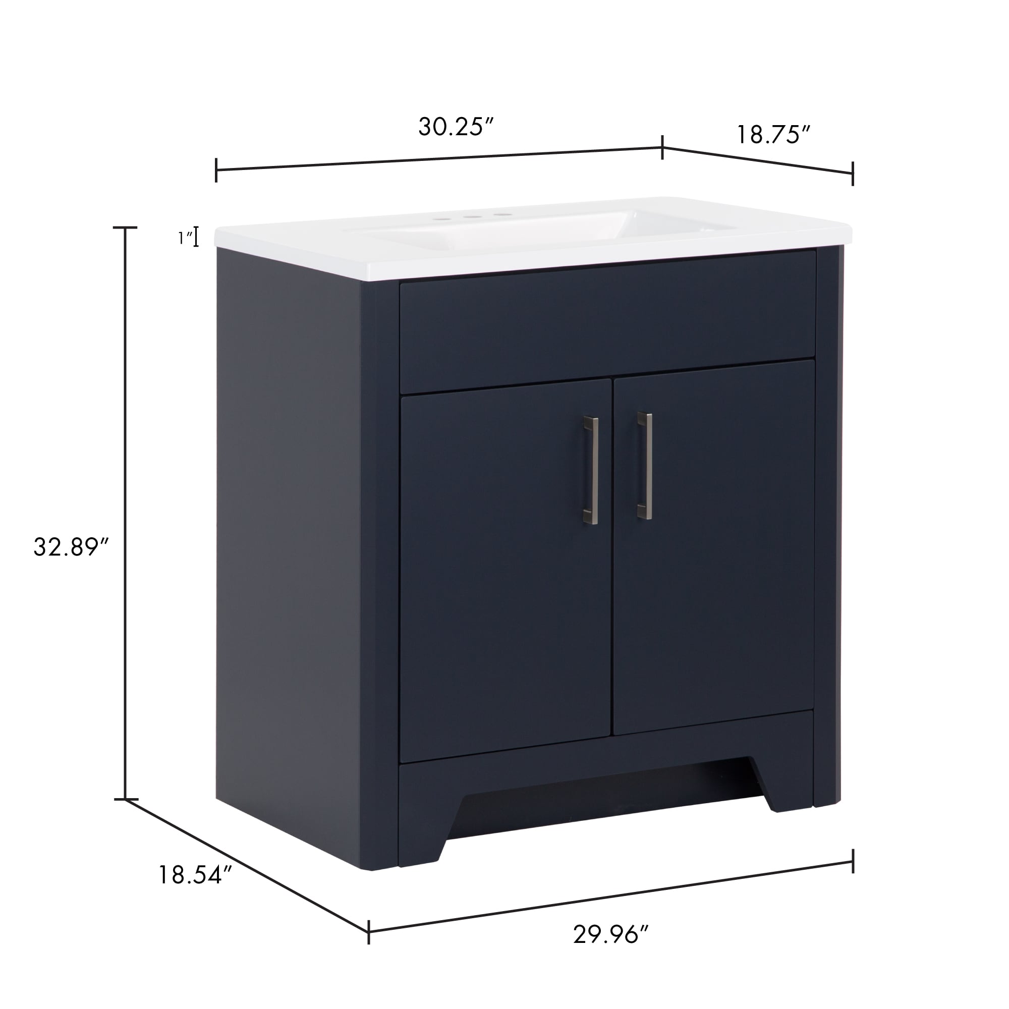 Diamond NOW Shelby 30-in Blue Single Sink Bathroom Vanity with White ...
