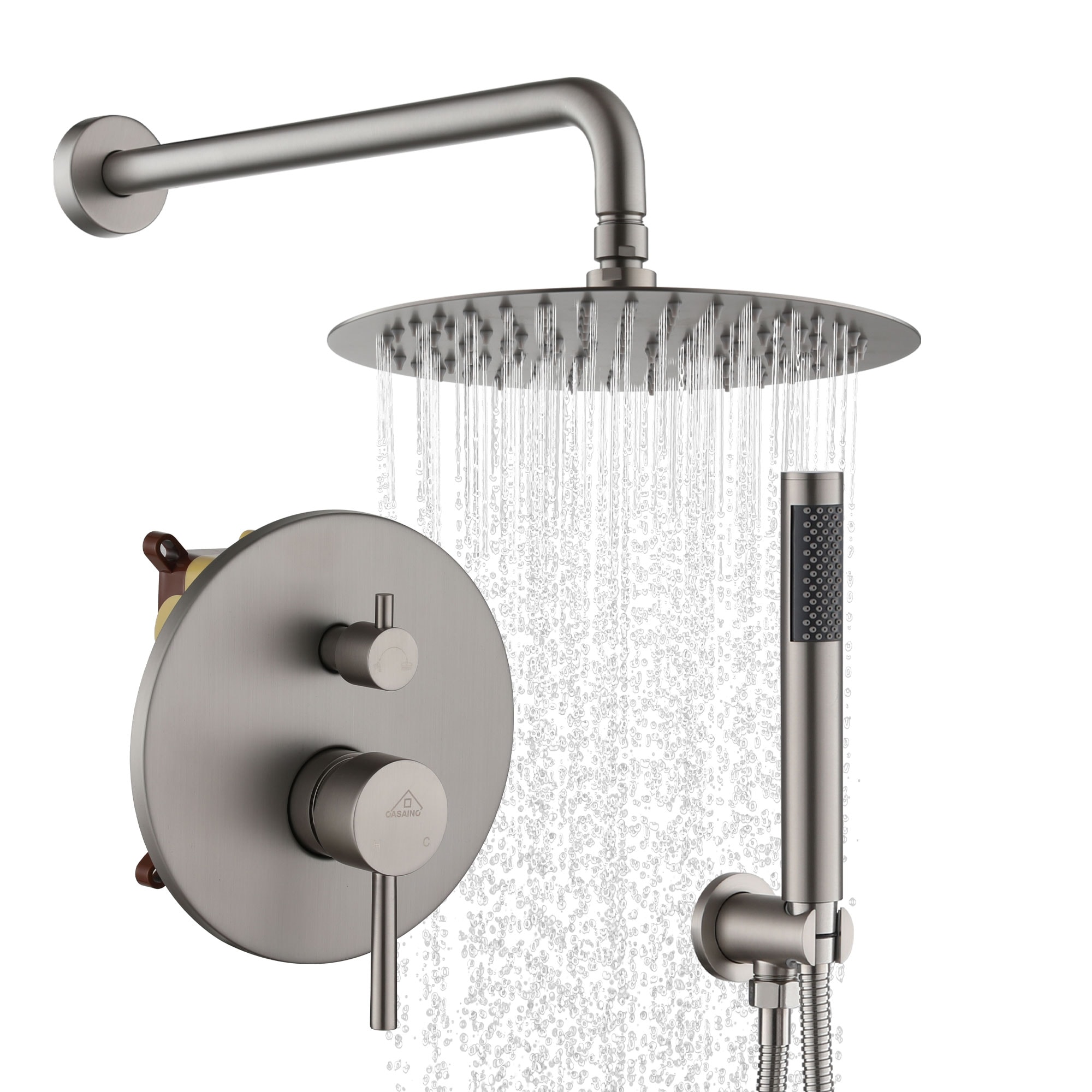 CASAINC OY-98A1003-BN Brushed Nicel 10-in Built-In Shower Faucet System with 2-way Diverter ( Pressure-balanced Valve Included )