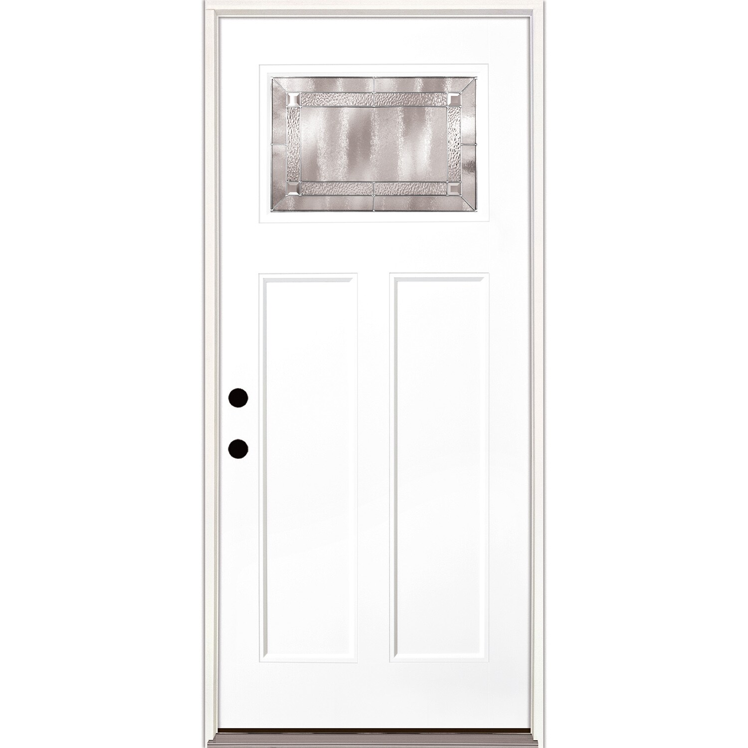 Feather River FLGI2AT3 Denton 36-in x 80-in x Fiberglass Craftsman Right-hand inswing Painted pure white Painted Prehung Single door Front Door Insulating core Decorative glass
