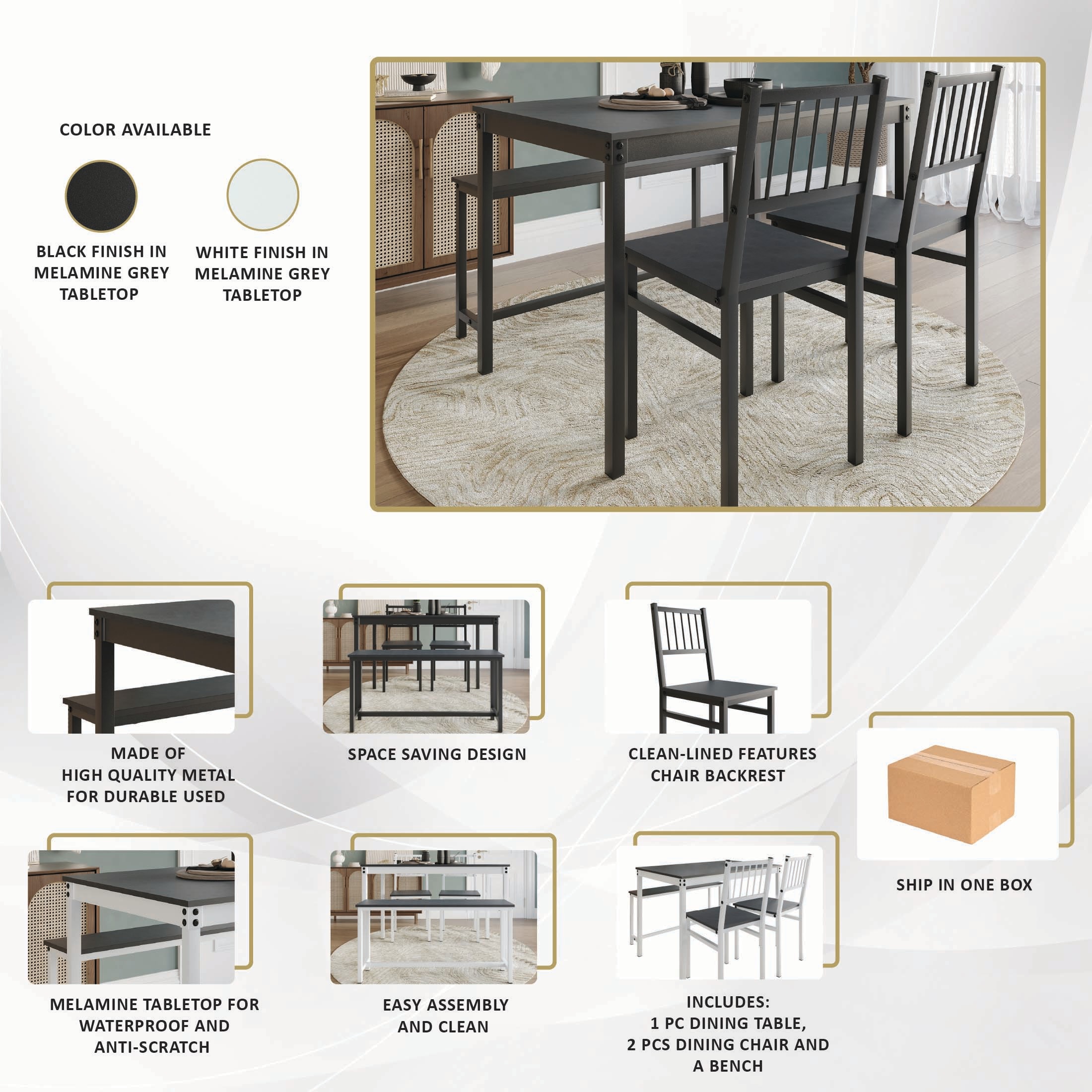 ChaletPosh CM670T43-WT-MT-4X Dining-Sets - View #11