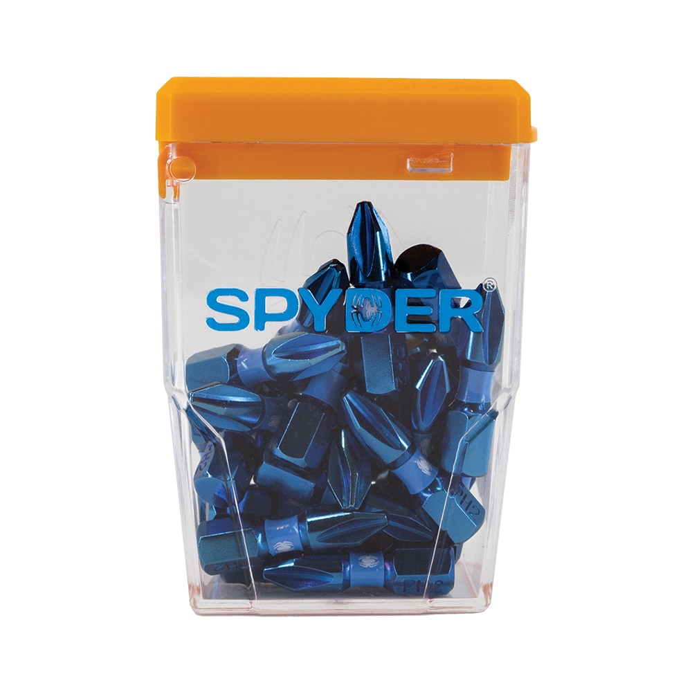 Spyder 19072 Mach-Blue PH2 1/4-in x 1-in Phillips Impact Driver Bit 25 -Piece