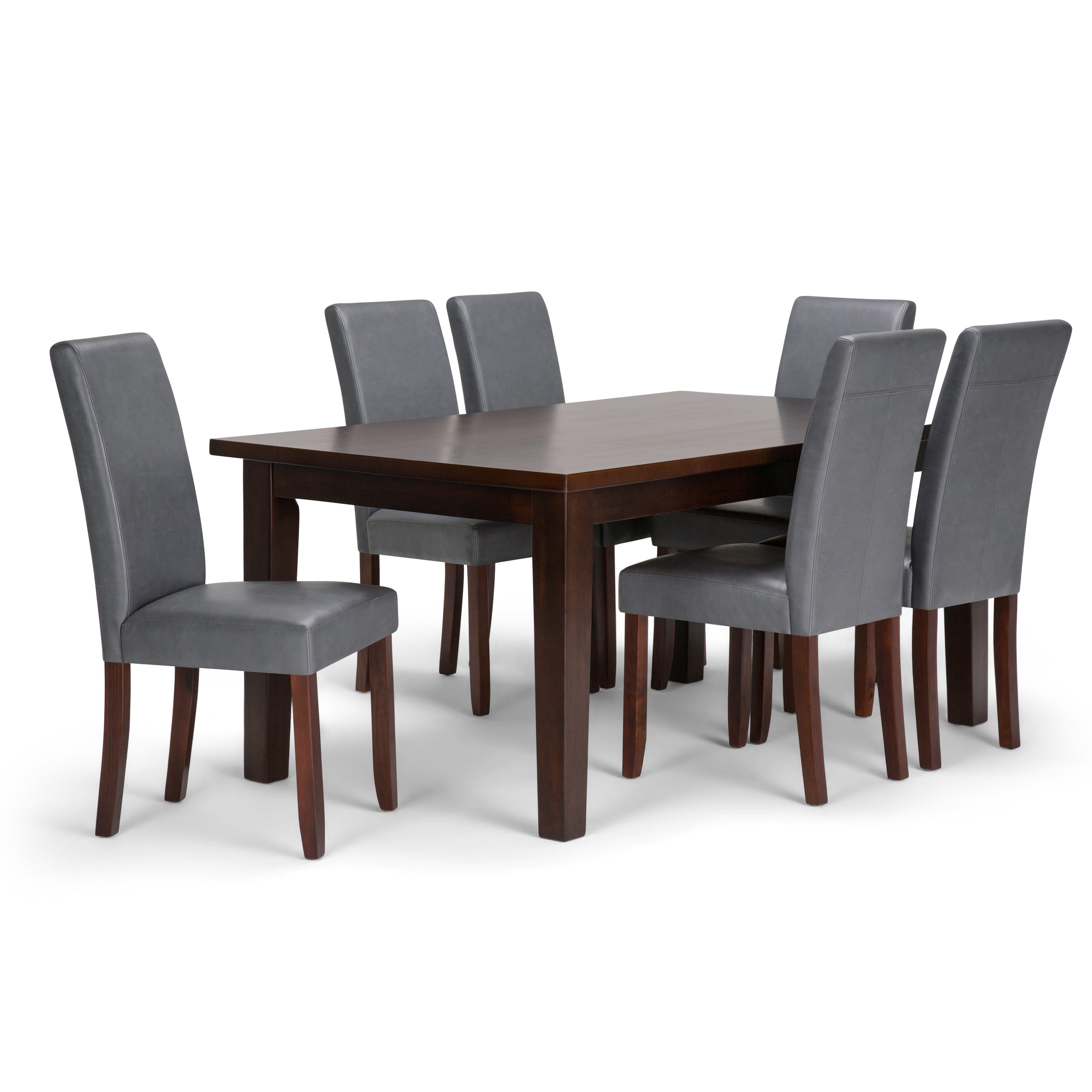 Simpli Home AXCDS7-ACA-G Acadian Stone Grey Transitional Dining Room Set with Rectangular Table (Seats 6)
