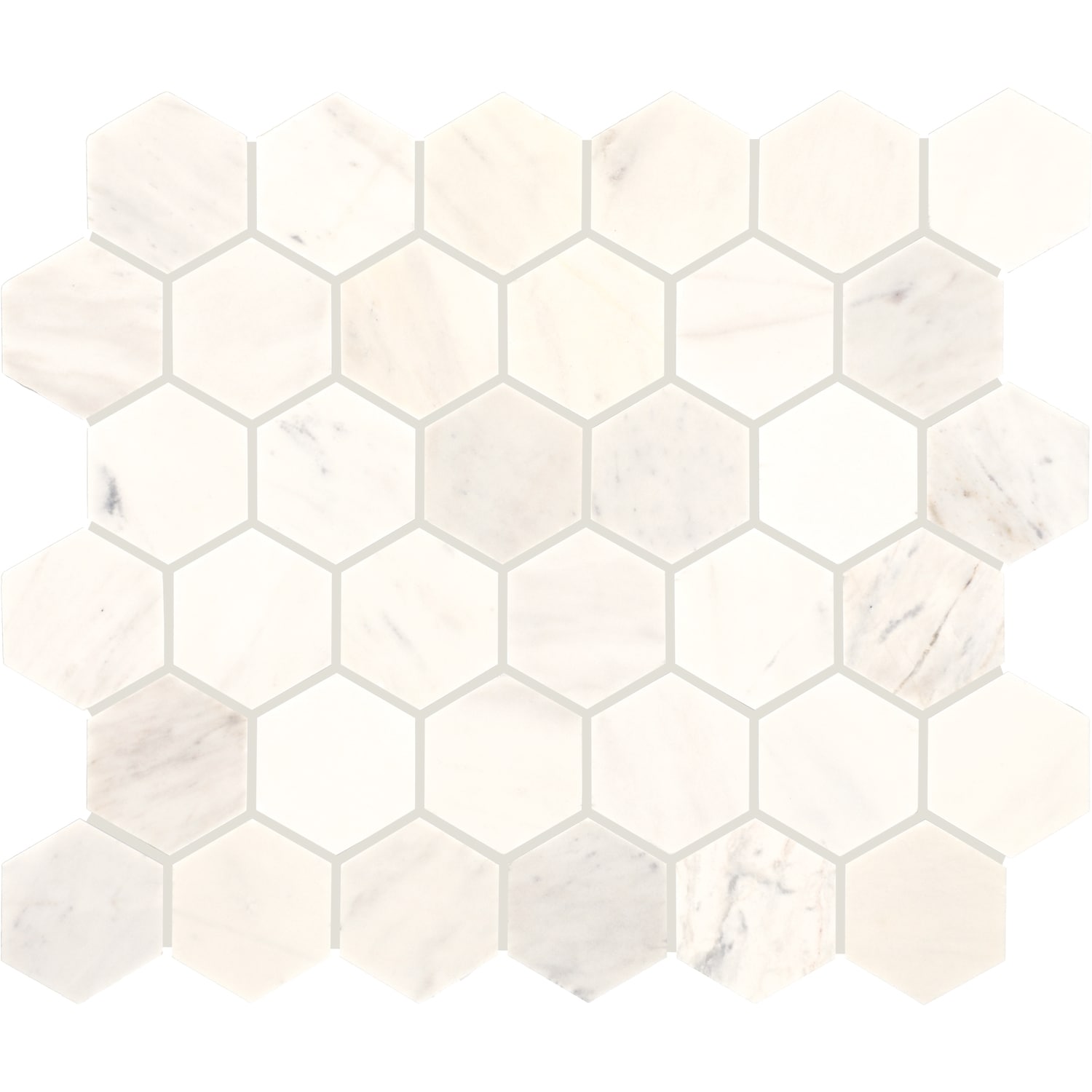 Daltile Genuine Stone Linen Drift 11-in x 12-in Honed Natural stone Marble Marble look Hexagon Mosaic Floor and Wall Tile ( 0.83-sq ft Piece )