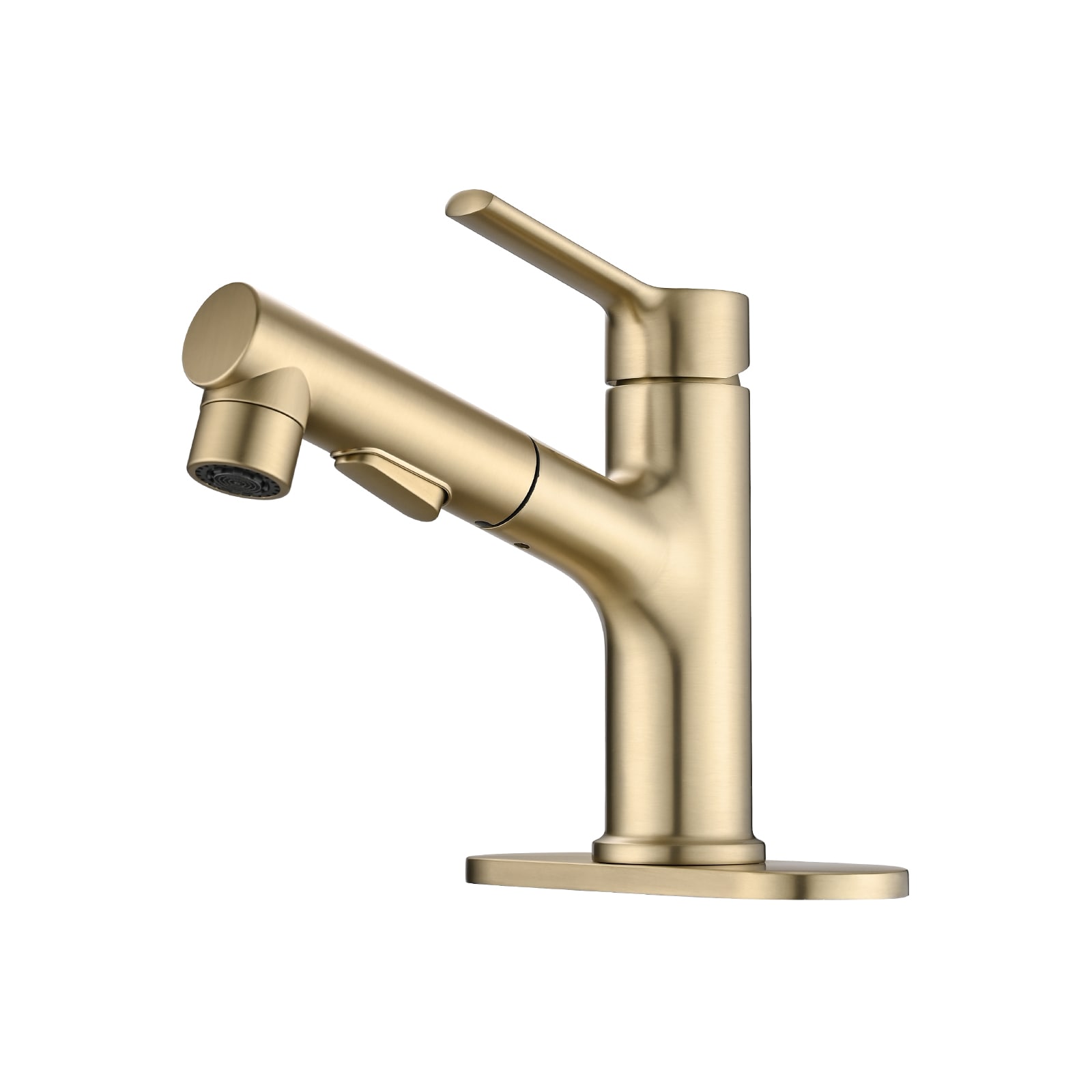 WELLFOR GIG-P290215 Brushed Gold Single hole 1-handle WaterSense Low-arc Commercial/Residential Handle Bathroom Sink Faucet with Drain with Deck Plate