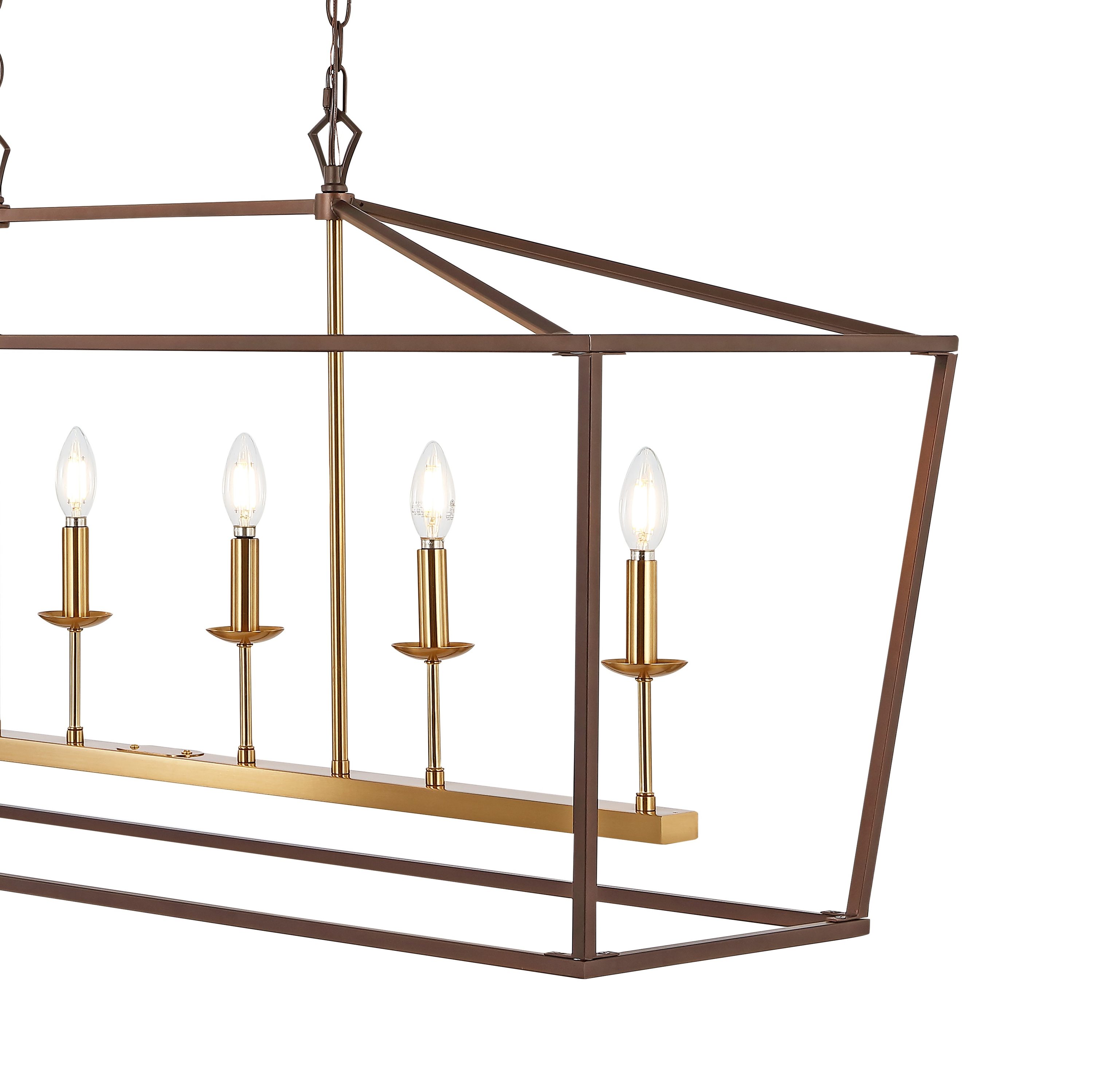 Transitional Geometric Bronze 6-Candle Pendant Light
