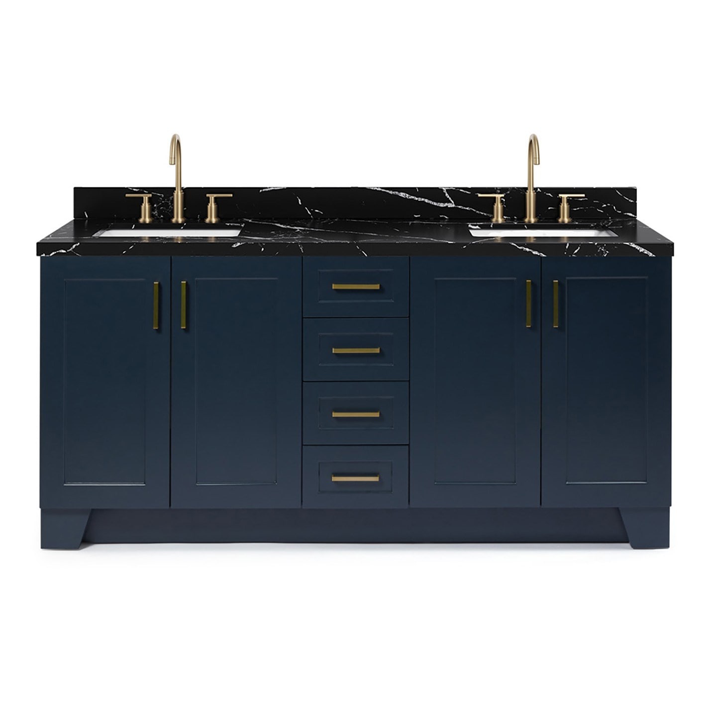 ARIEL - Taylor 72-in Midnight Blue Undermount Double Sink Bathroom Vanity with -in Carrara White ...