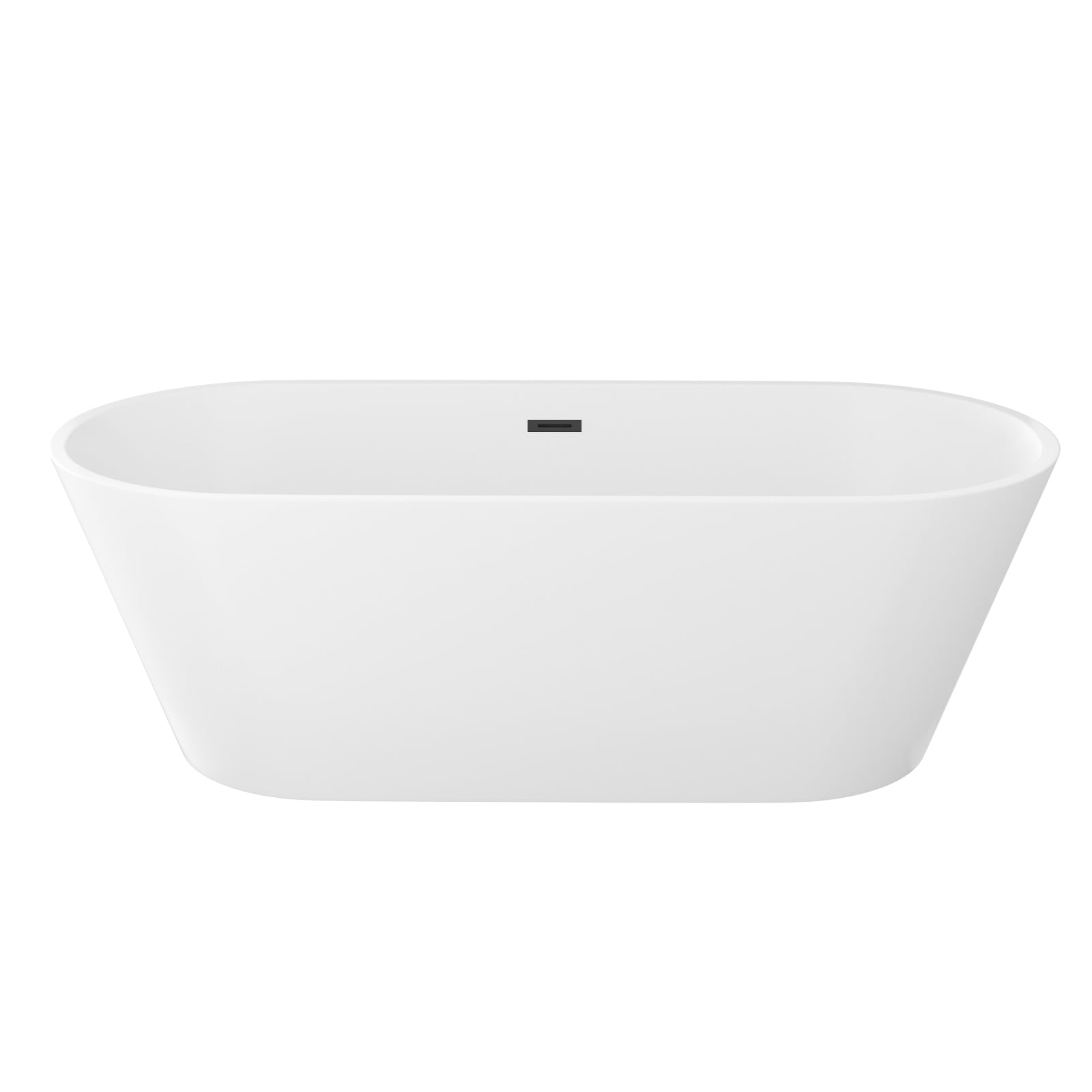 Lordear - 31.5-in x 67-in Glossy White Acrylic Oval Freestanding Soaking Bathtub with Drain ( Cen...