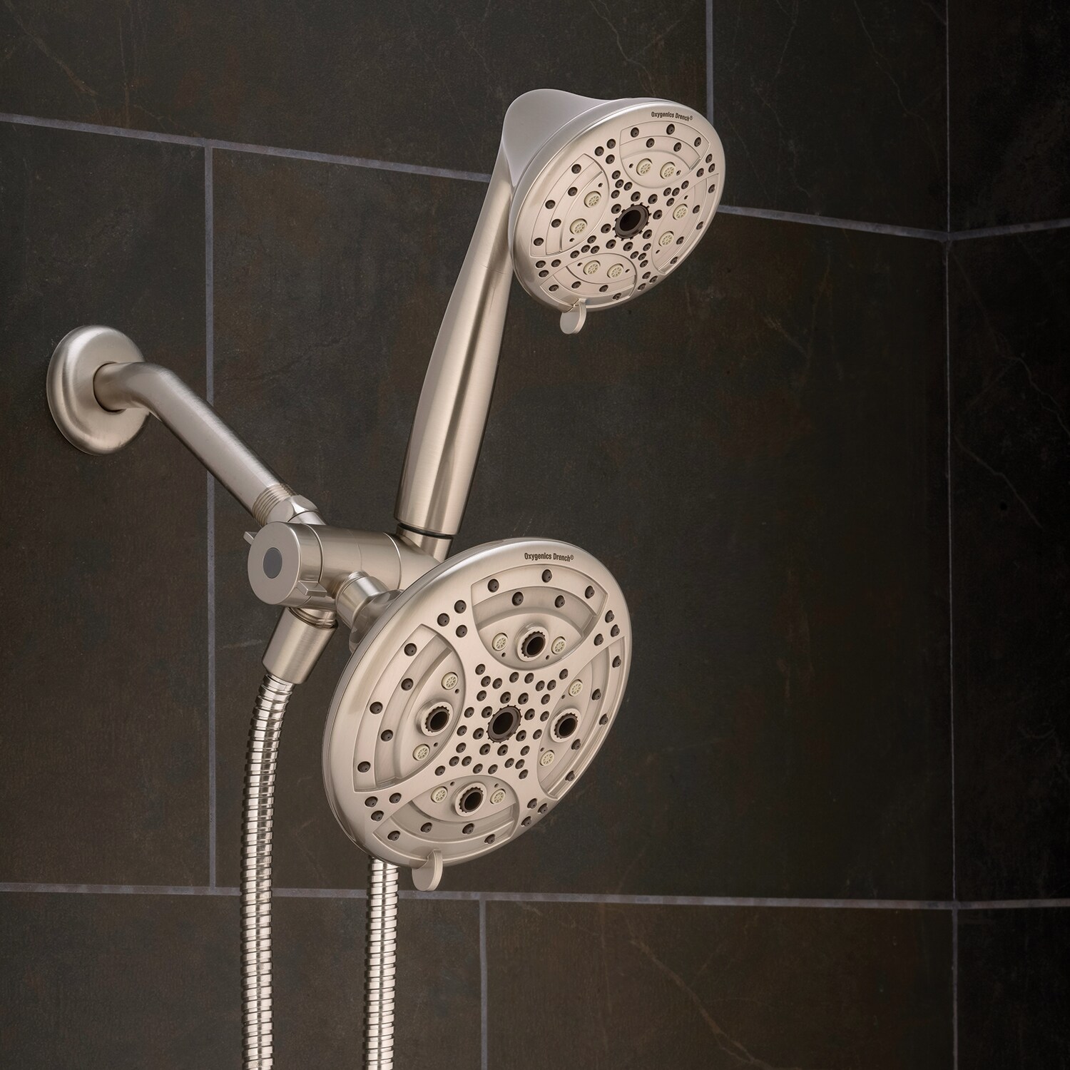 Oxygenics Drench Brushed Nickel Round Rain Shower Head Dual/Combo