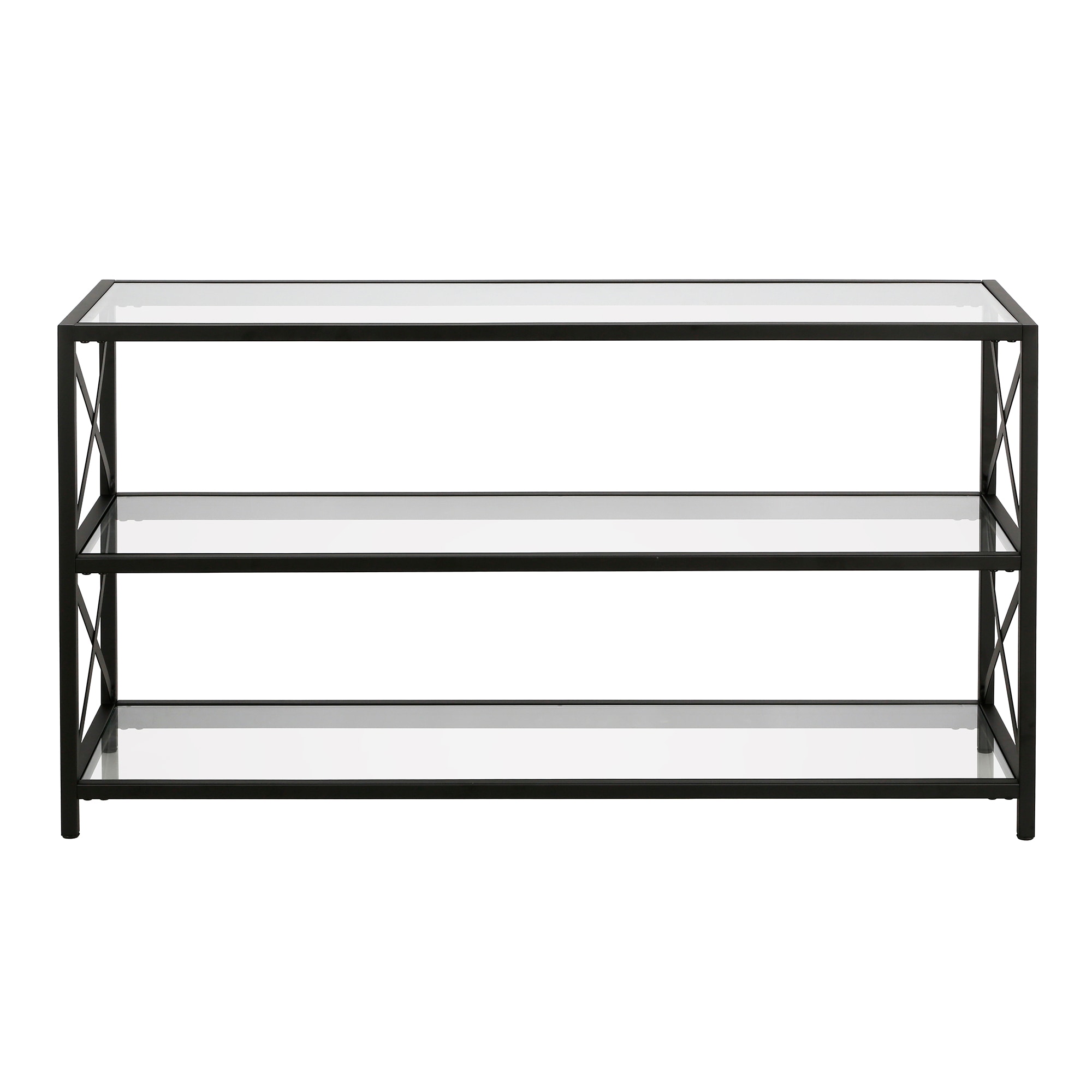 Hutton 50'' Blackened Bronze Modern Metal TV Stand with Glass Shelves