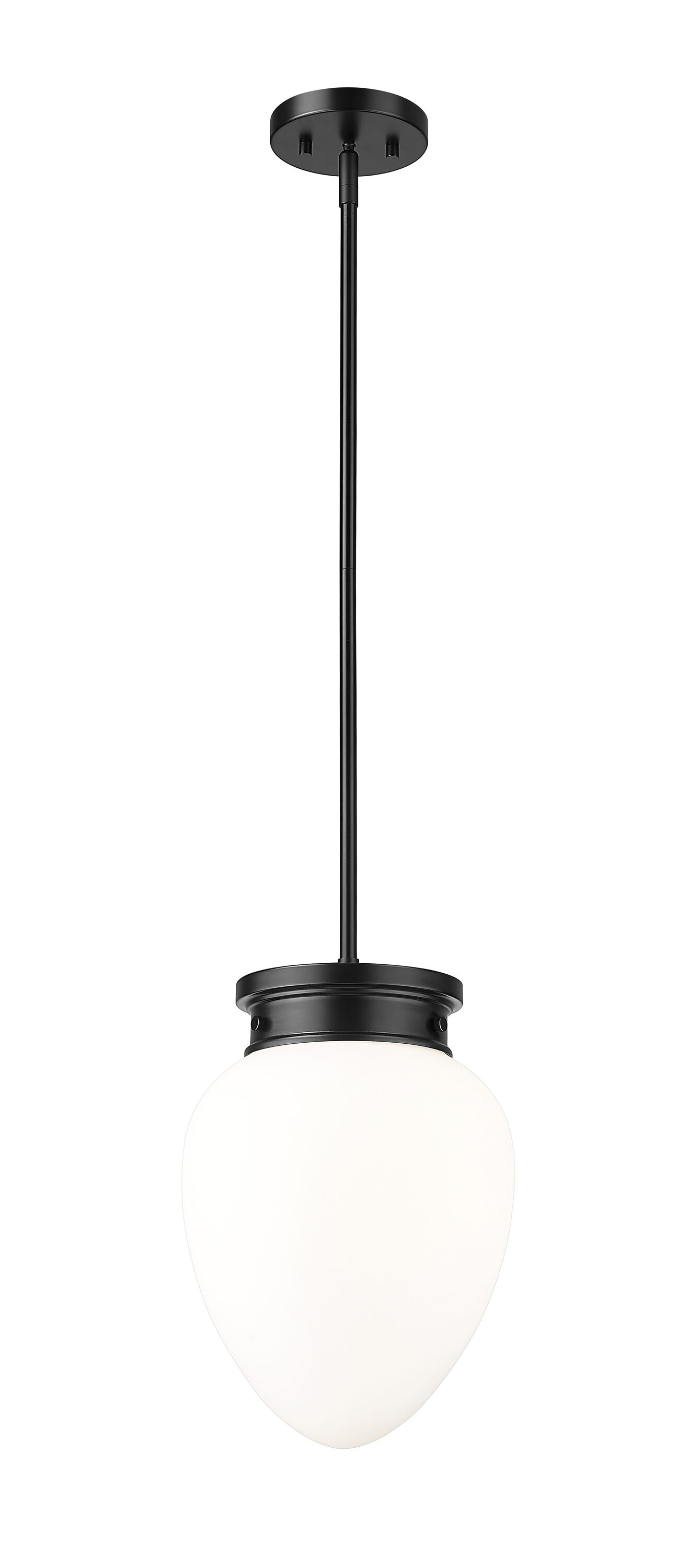 Z-Lite 1945P9-MB Gideon 1 -Light Matte Black Transitional Opal glass Bowl Medium Hanging Pendant light