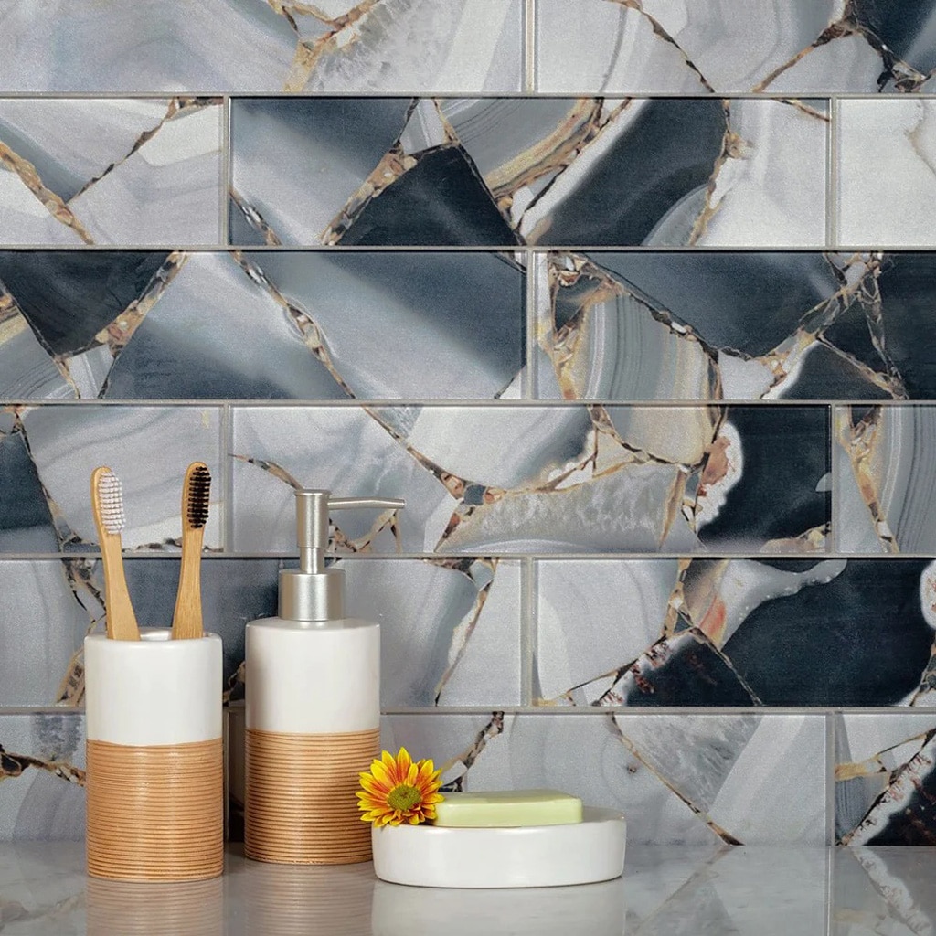 Apollo Tile Carnelian Gray 3-in x 12-in Glossy Glass Floor and Wall Tile (5-sq. ft/ Carton)