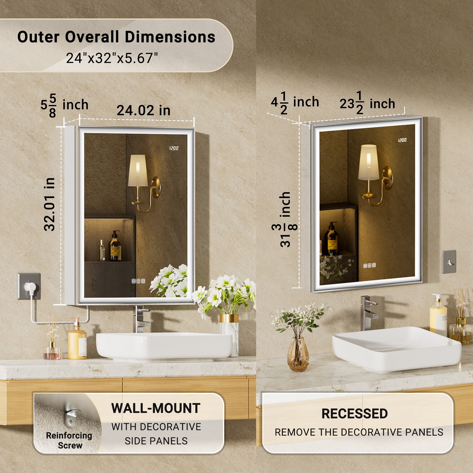 QueenFun MCBL2432RBN Bathroom-Medicine-Cabinets - View #2