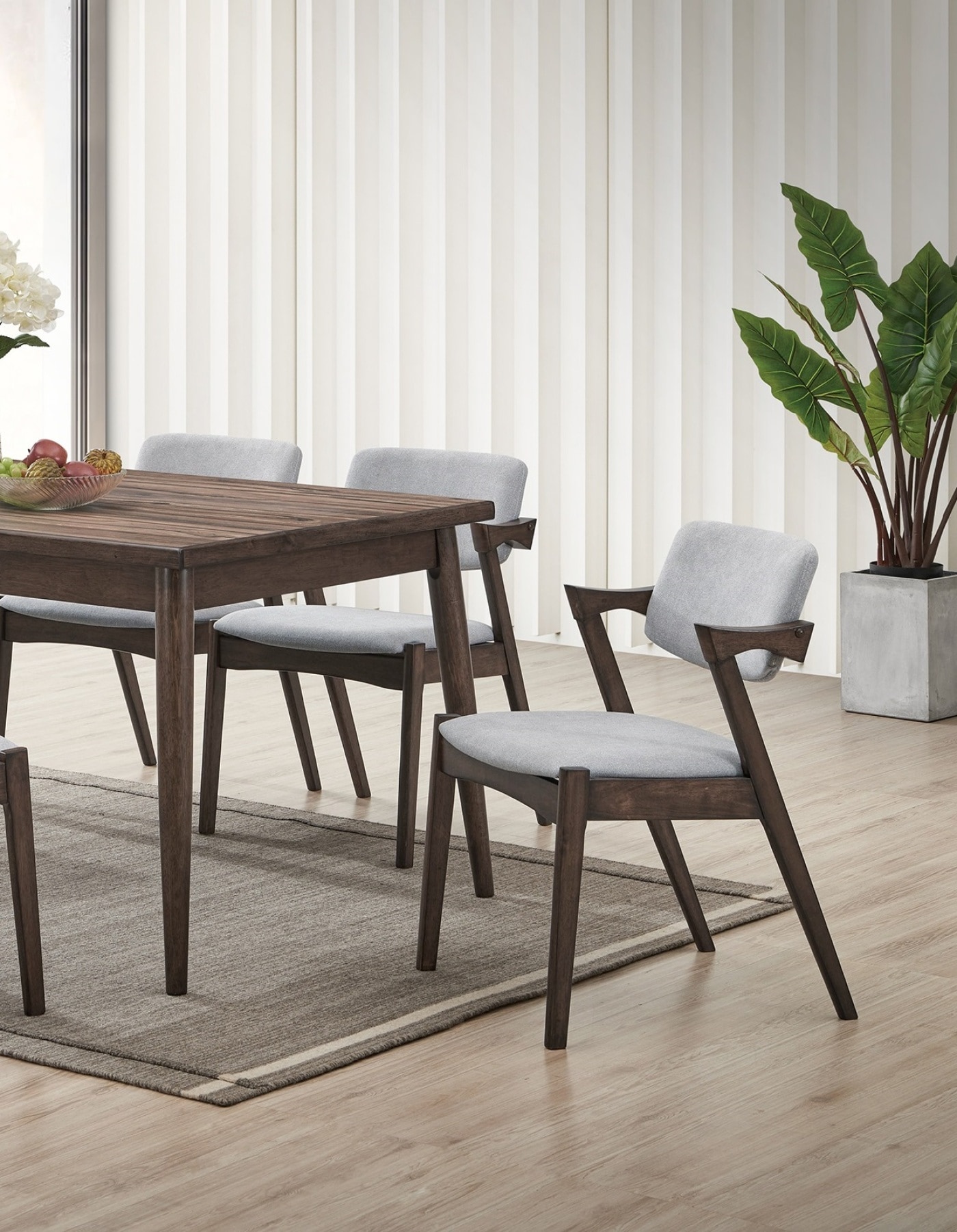CHITA Set of 2 Mid Century Modern Upholstered Dining Chairs Walnut in ...