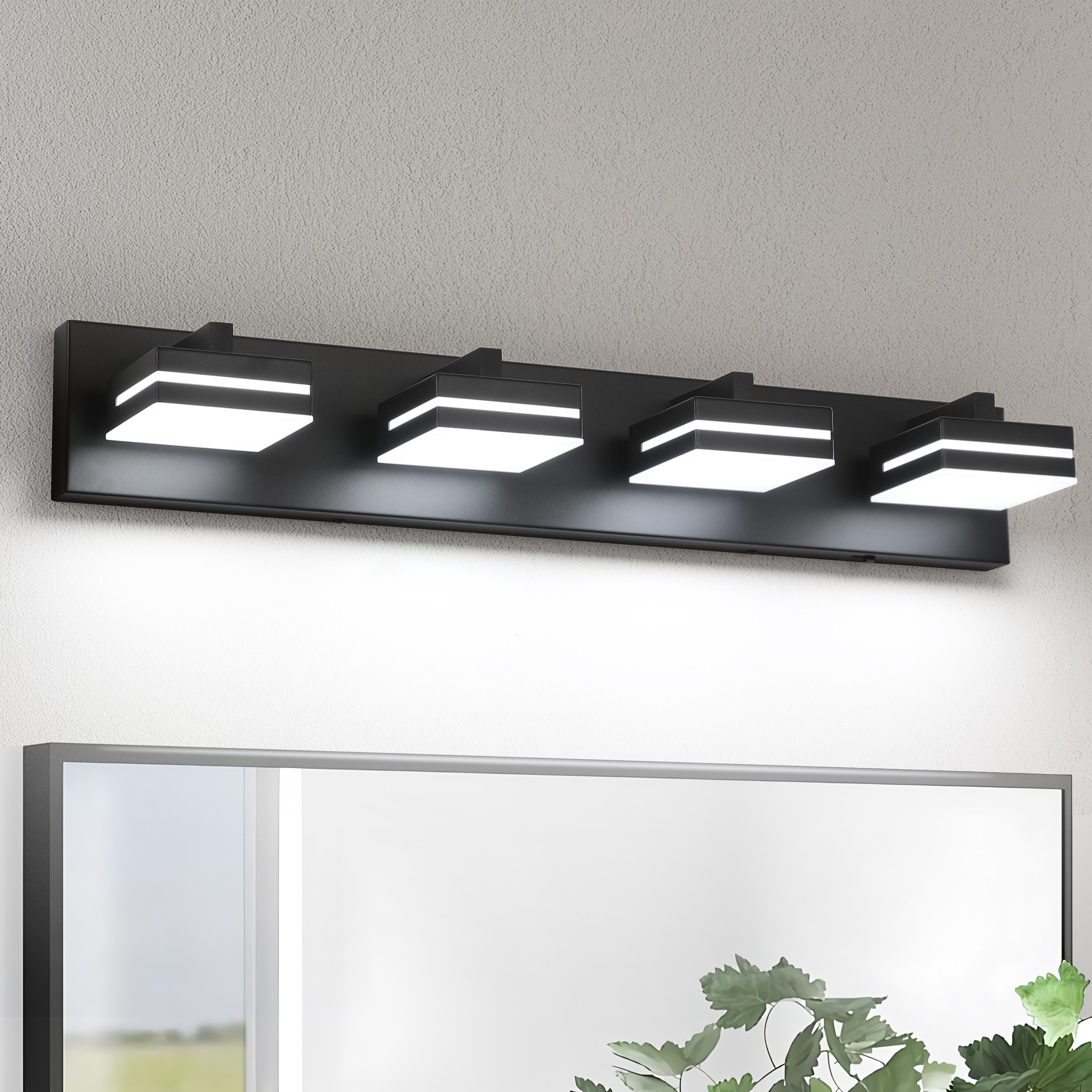 DAYAUM 26.77 in. 4-Light Matte Black Modern Bathroom Vanity Light with 5CCT Selectable LED