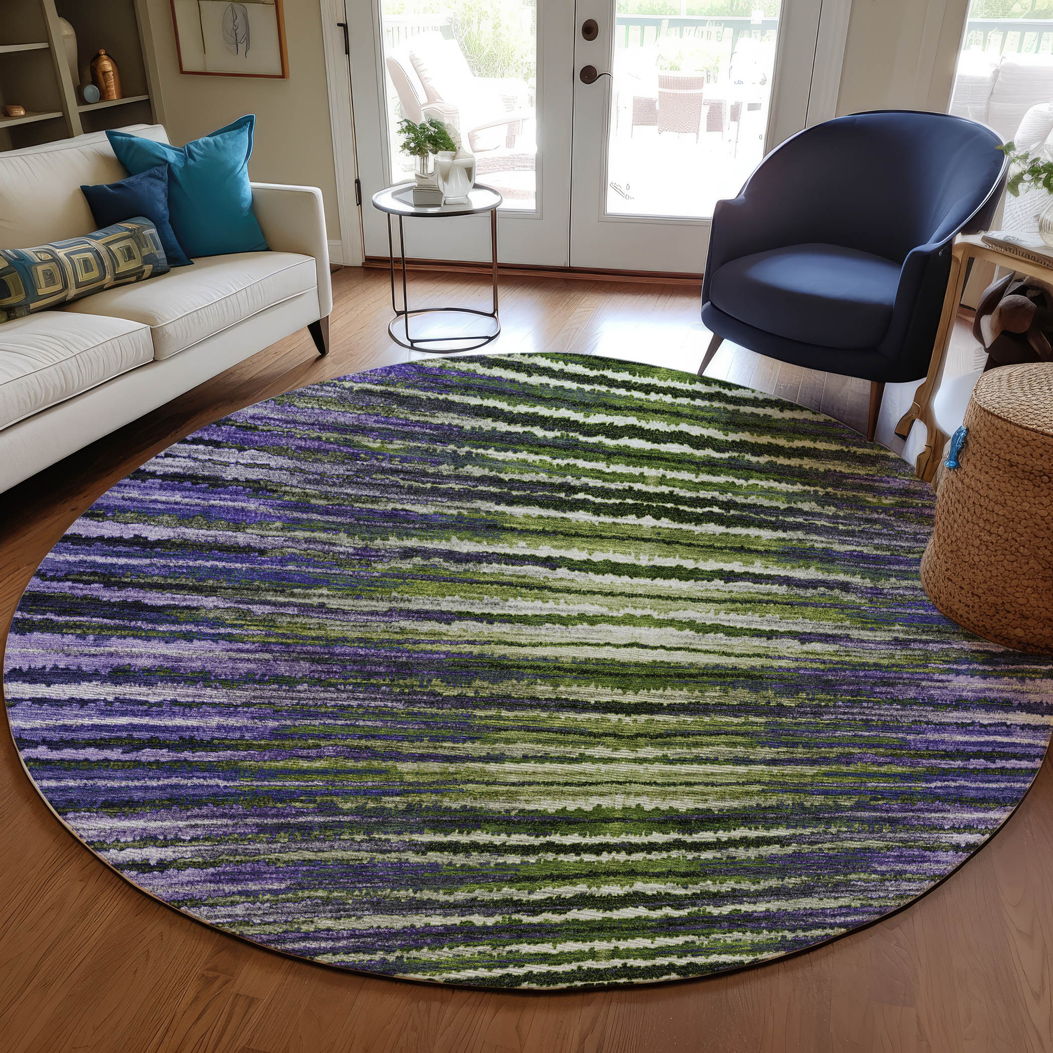Addison Rugs ACN604PP8RO Chantille ACN604PP 8 x 8 (ft) Polyester Purple Round Indoor/Outdoor Abstract Machine washable Area rug