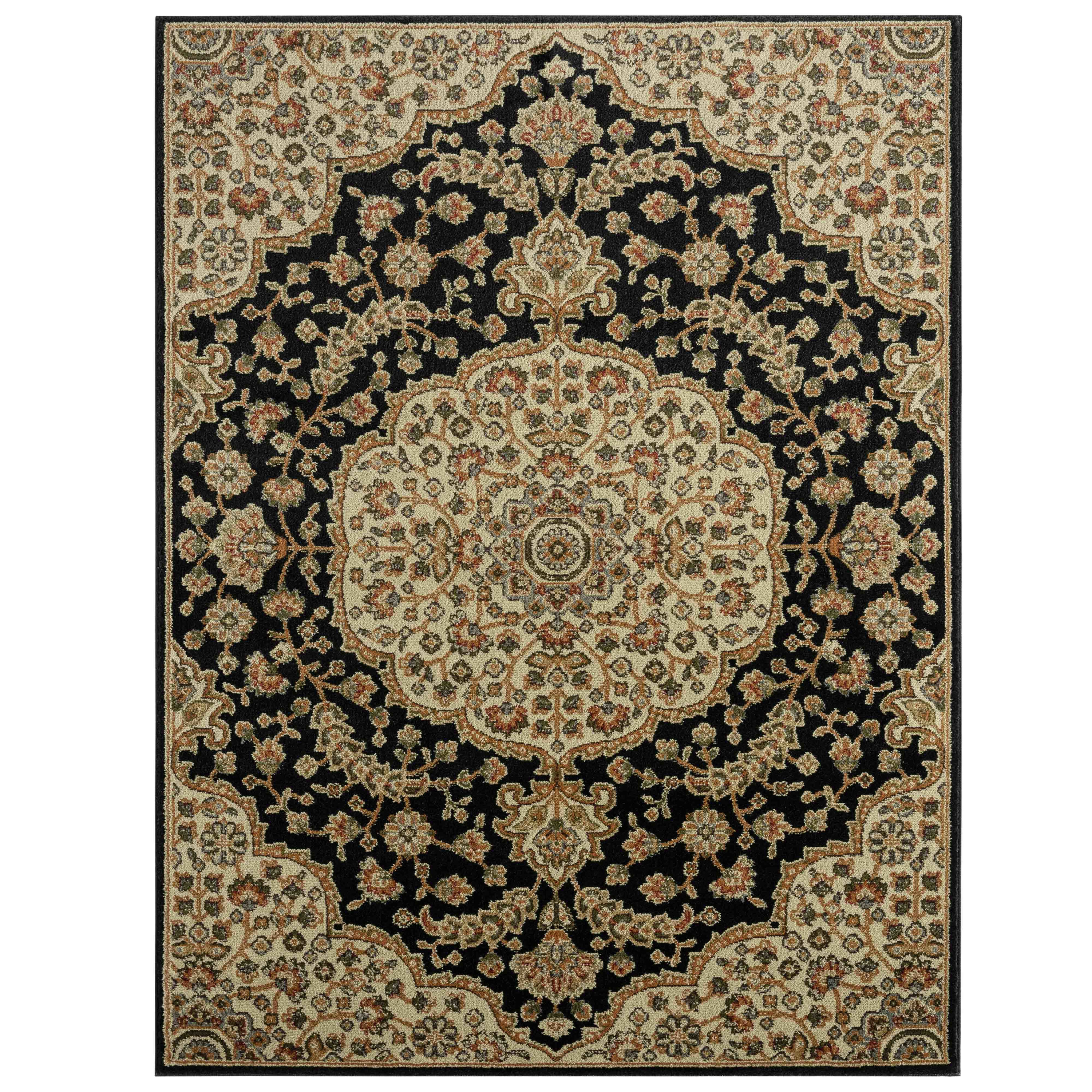 Home Dynamix 2-11242-457 Royalty Medallion 5 x 7 (ft) Loomed Polypropylene Black/Ivory Rectangular Indoor Area rug