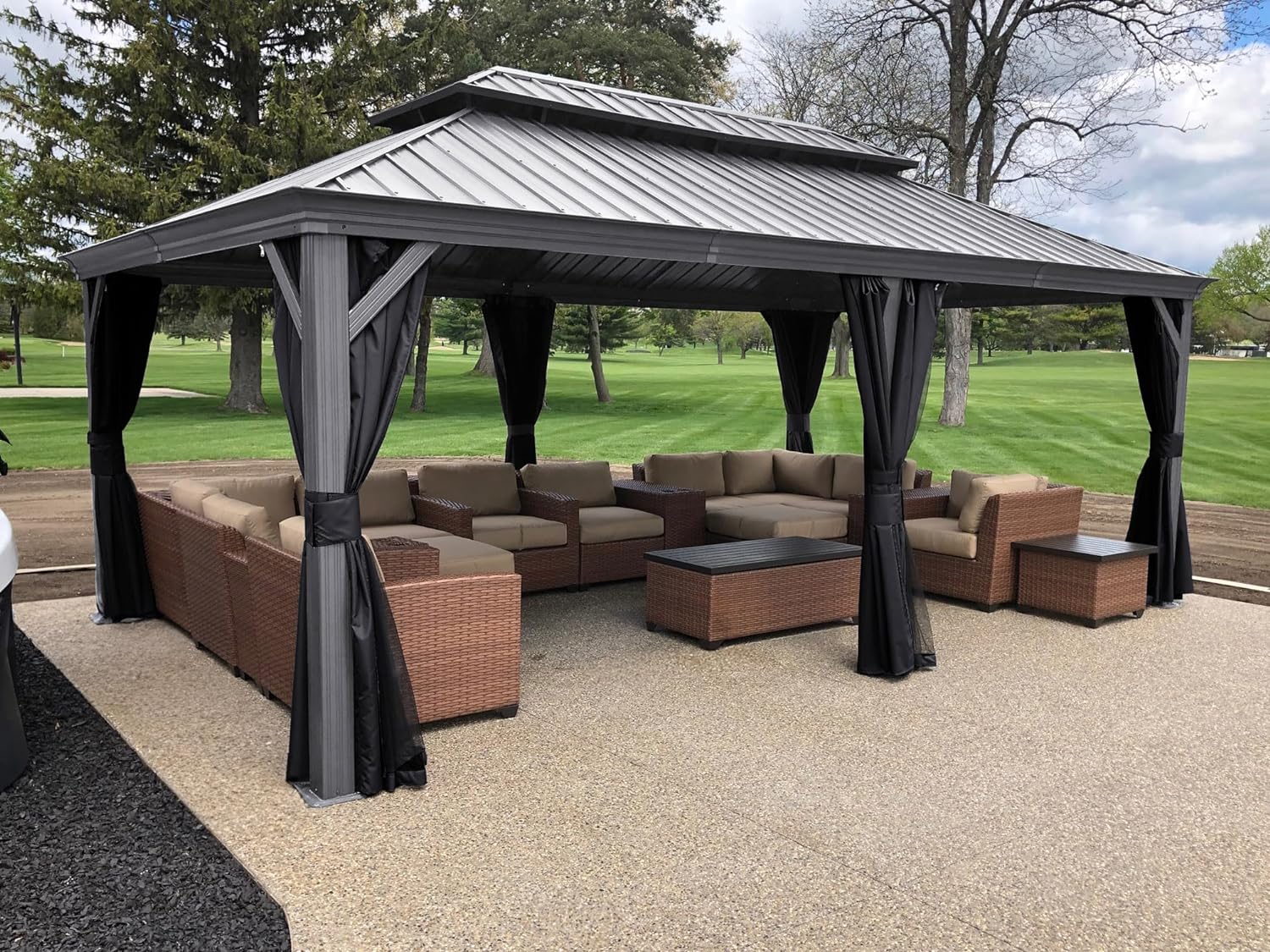 PURPLE LEAF 20-ft x 12-ft Light Grey Rectangle Hardtop Steel Roof (Screen Included)