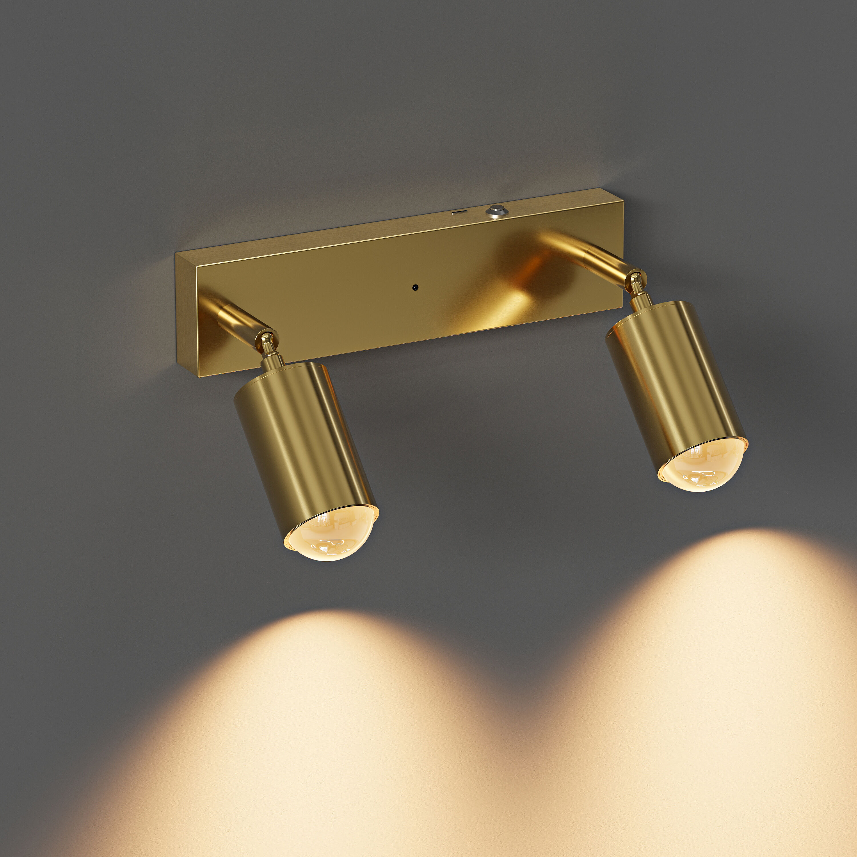 Lumiquesce 9.8 in Brushed Gold Wall Sconce with 2 Rotatable Heads Integrated LED Bulbs 2700k