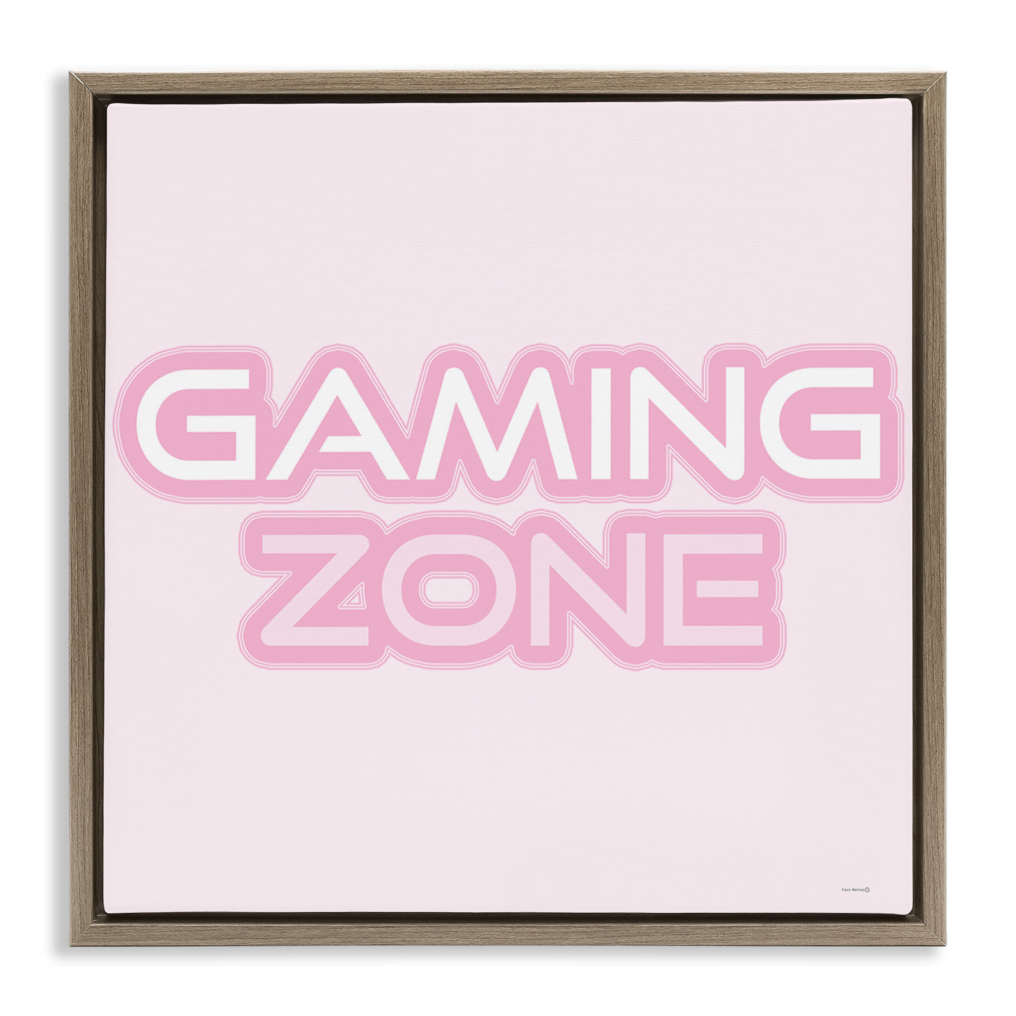 Stupell Industries BS-725-FFE-17X17 Pastel Pink Gaming Zone Brown Framed Floater Canvas Wall Art By Yass Naffas Designs 18 x 18