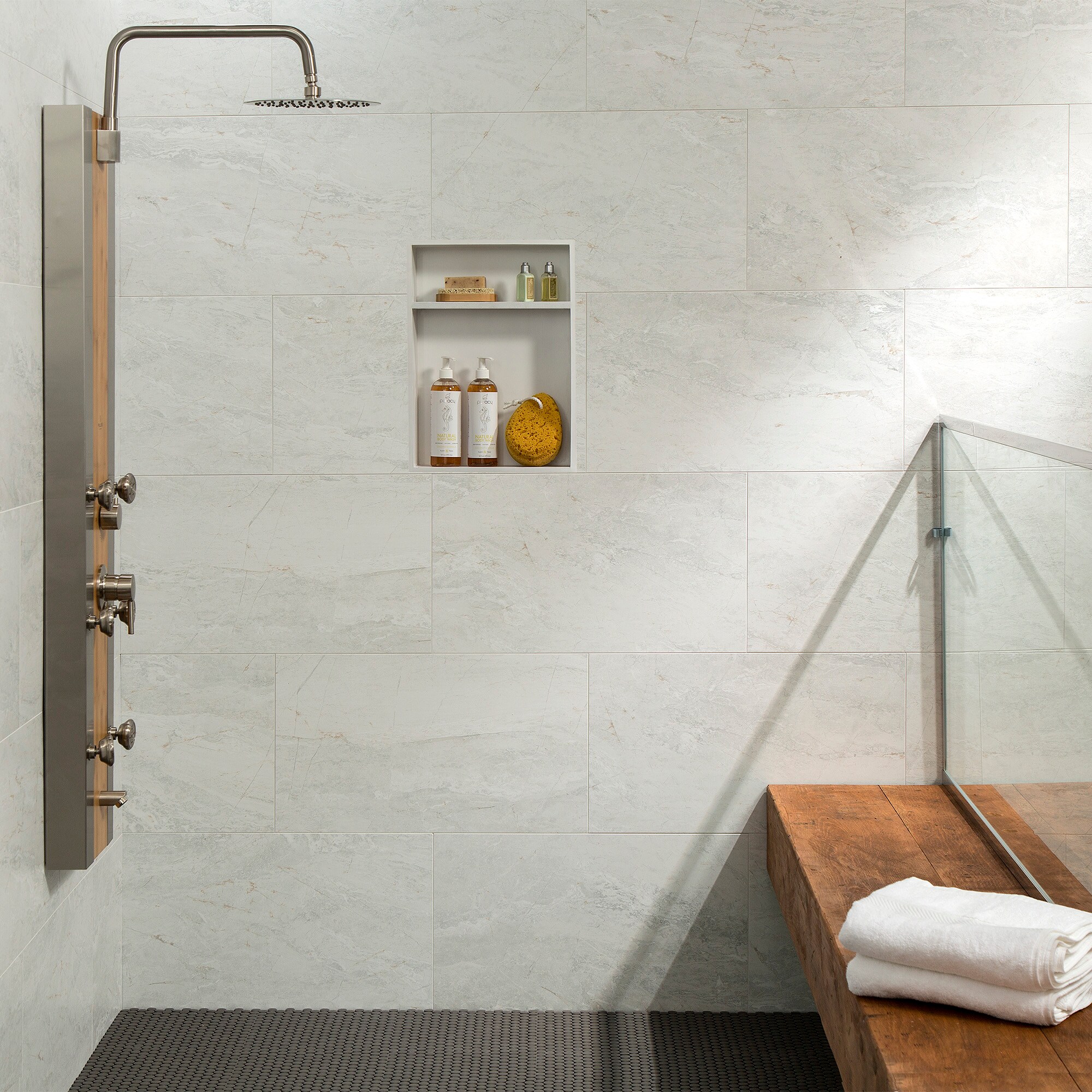 Polar Frost 25.6 in x 14.8 in Vinyl Waterproof Interlocking Wall Tiles
