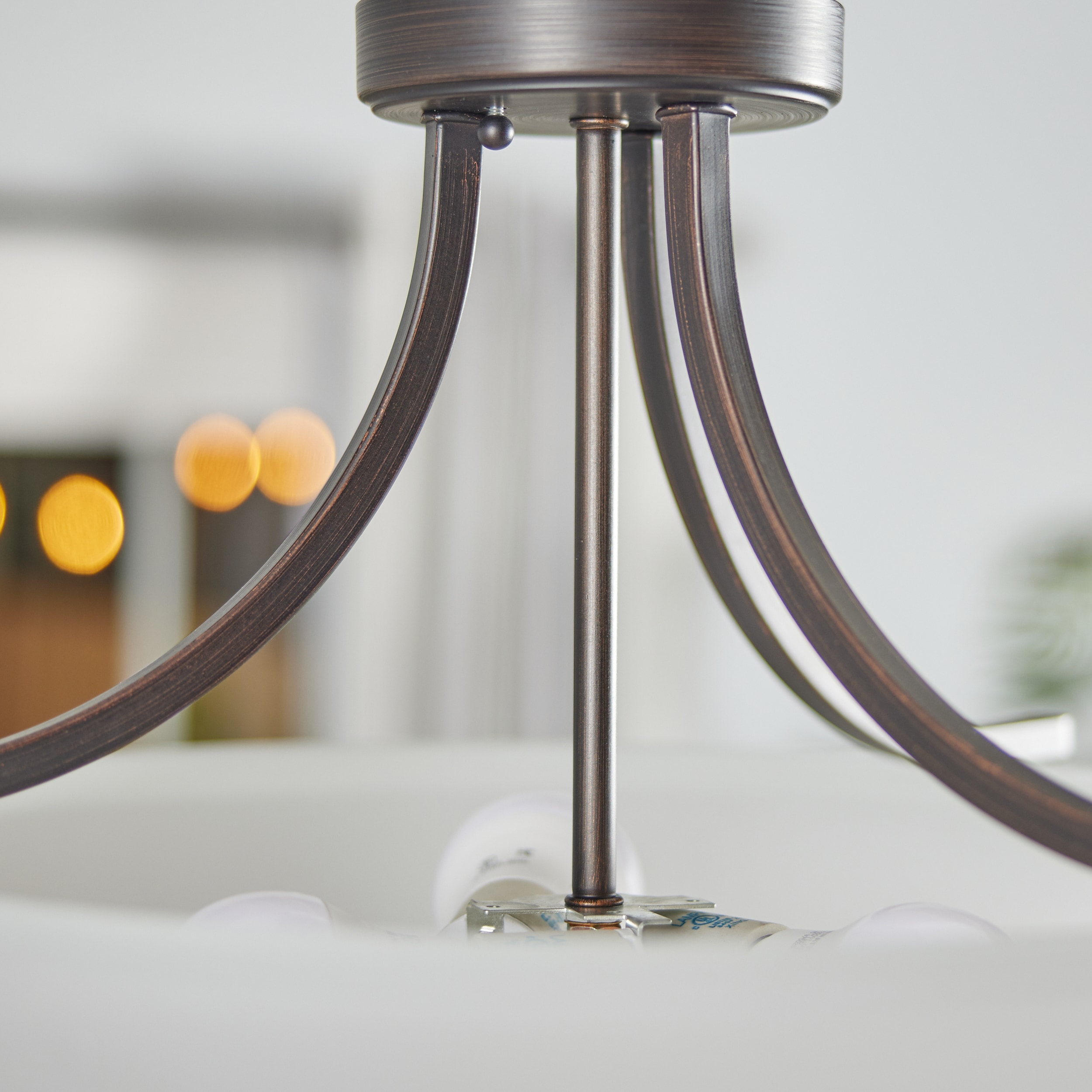 Bronze and White Glass 18" Transitional Bowl Pendant Light