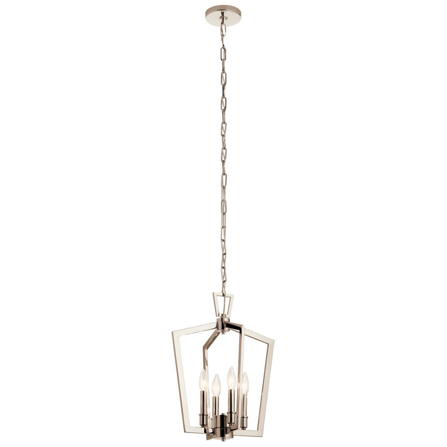 Kichler 43498PN Abbotswell 4 -Light Polished Nickel Traditional Lantern Medium Hanging Pendant light