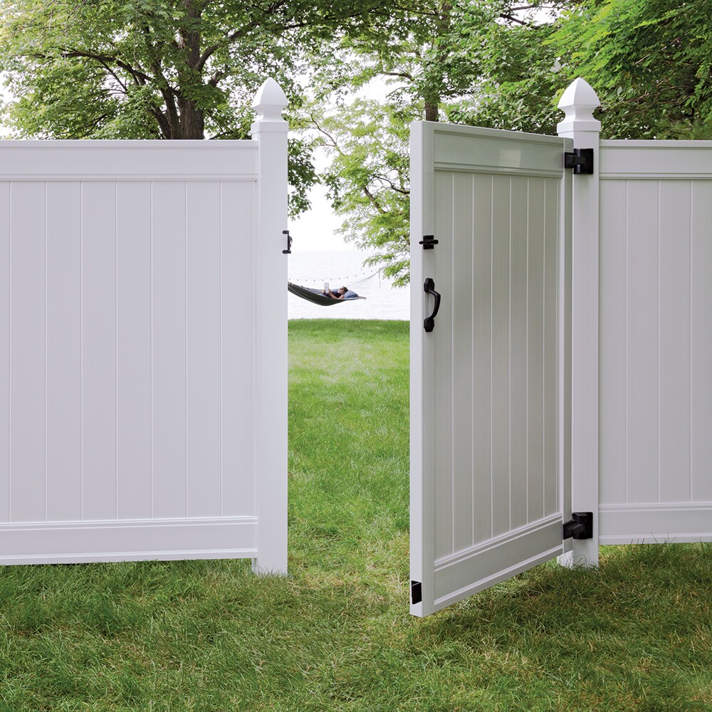 Freedom Everton 6-ft H x 4-ft W White Privacy Vinyl Flat-top Fence gate (Unassembled)