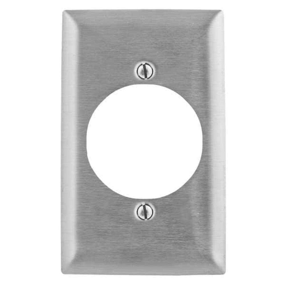 Hubbell Wiring Device-Kellems Single Receptacle Wall Plates and Box Cover Number of Gangs: 1 Stainless Steel Smooth Finish #SS723
