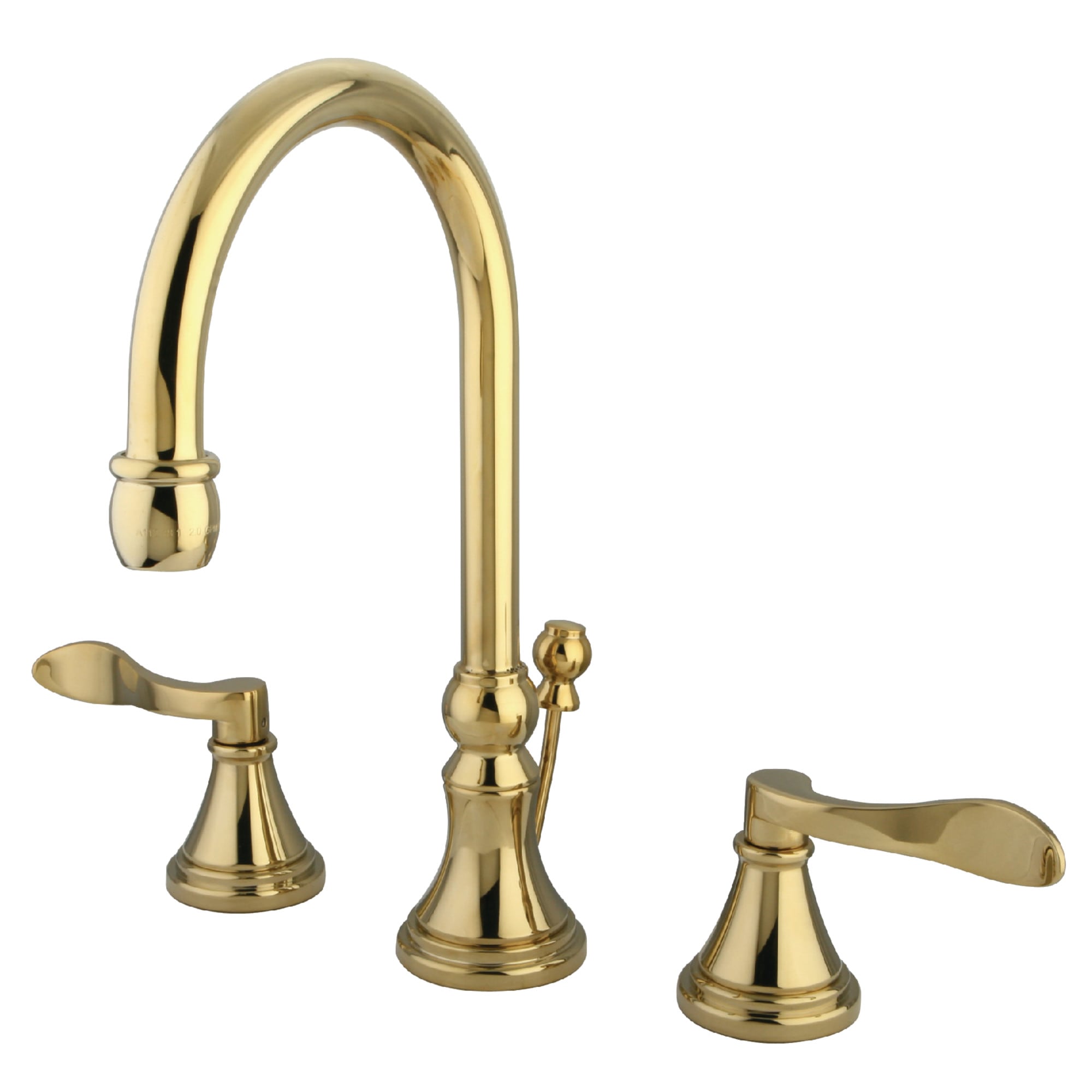 Kingston Brass WLKS2982DFL NuFrench Polished brass Widespread 2-handle High-arc Residential Handle Bathroom Sink Faucet with Drain