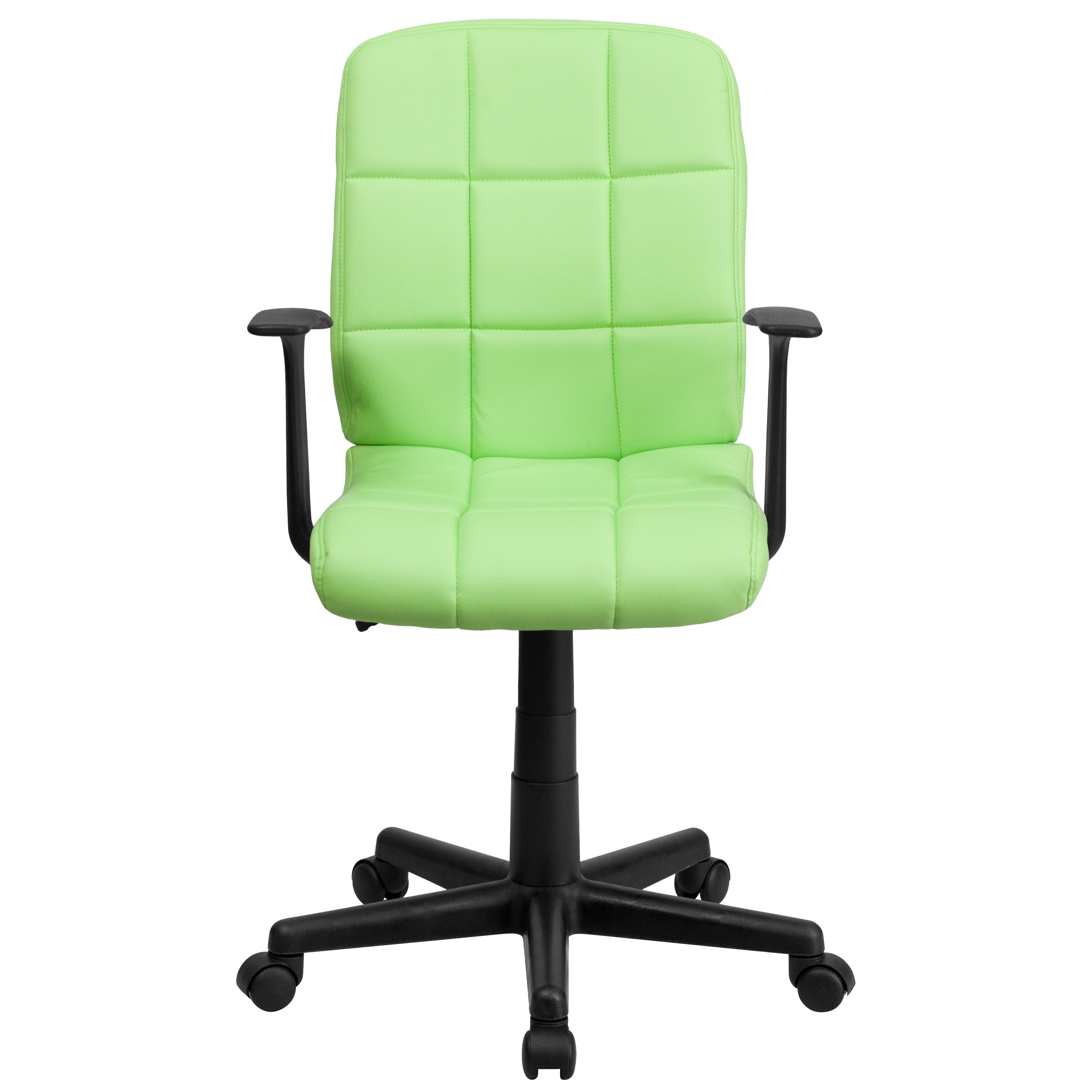 ErgoFlex Mid-Back Green Vinyl Swivel Task Chair with Fixed Arms