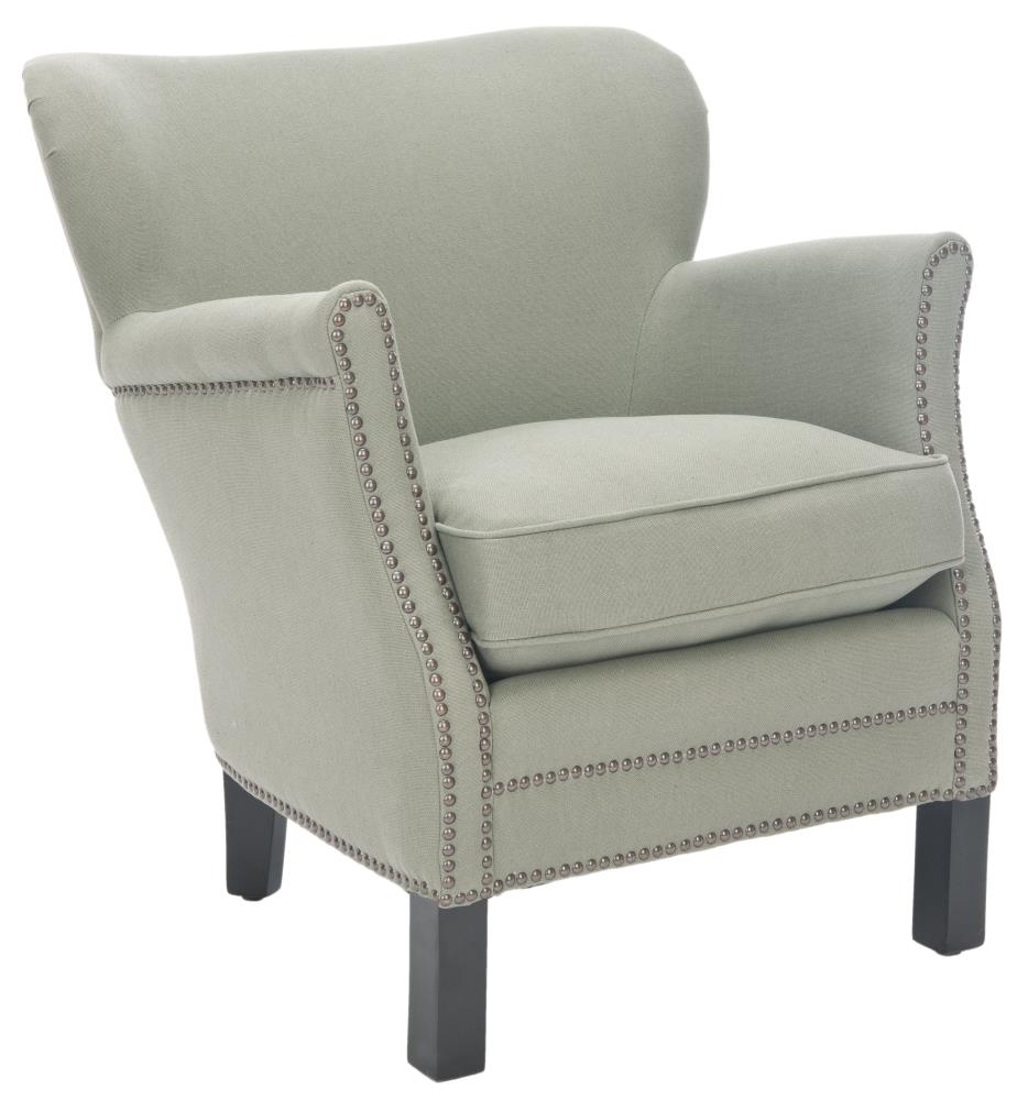 Seamist Gray Linen Upholstered Accent Chair with Birch Legs