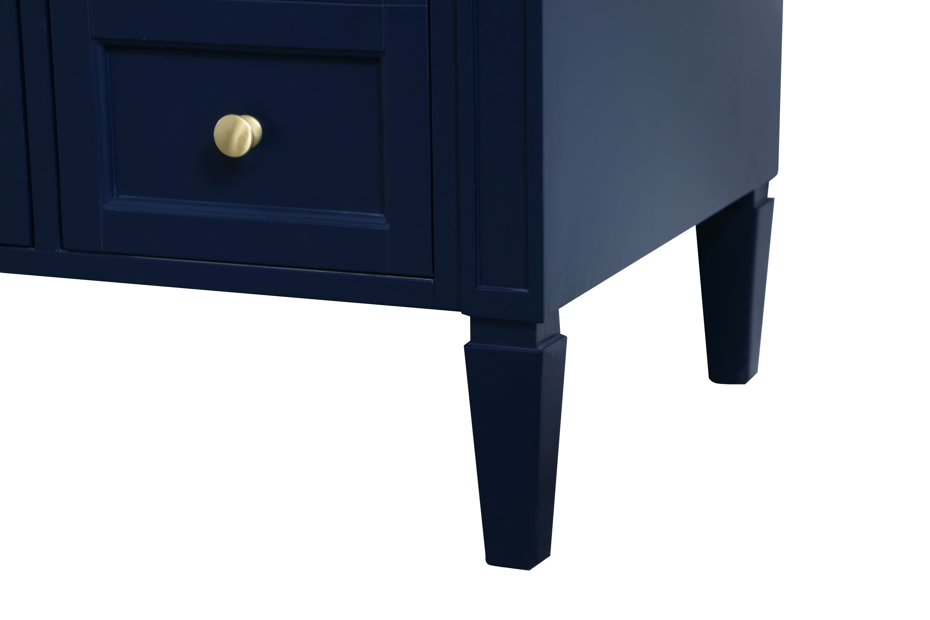 Blue Solid Wood MDF Marble Single Bathroom Vanity with Gold Hardware