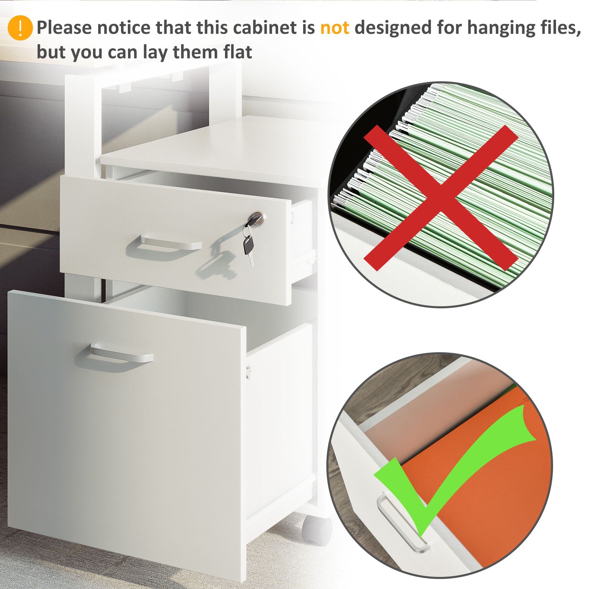 JUSHUA 2 Drawer File Cabinet with Lock and Keys Mobile Vertical Filing ...