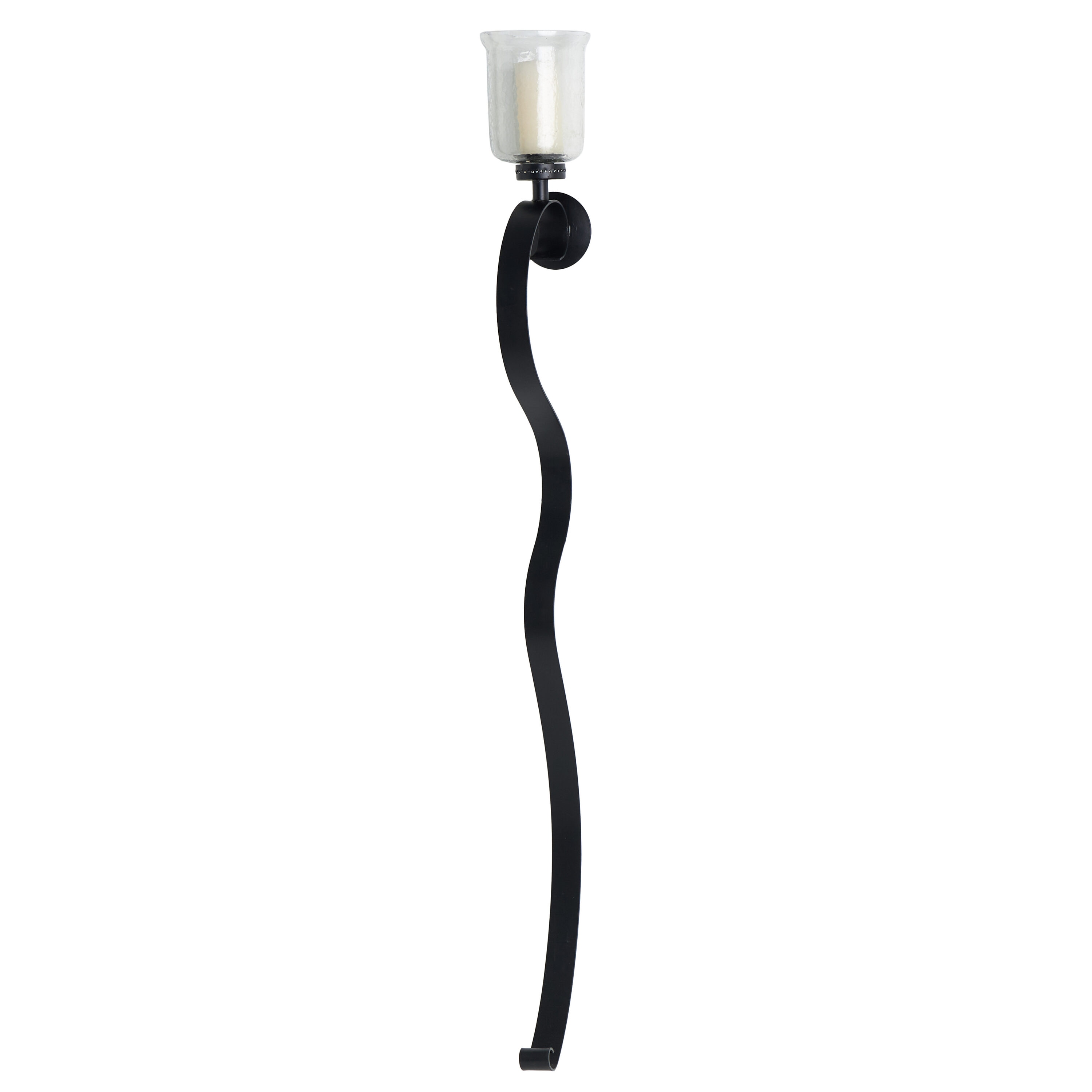 Black Wrought Iron Abstract Hurricane Wall Sconce