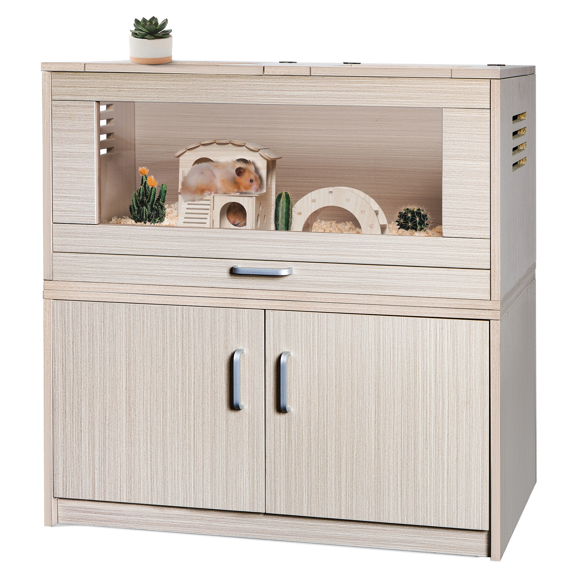 Kahomvis MEKN-QPW1-632 Brown Wood Rabbit hutch