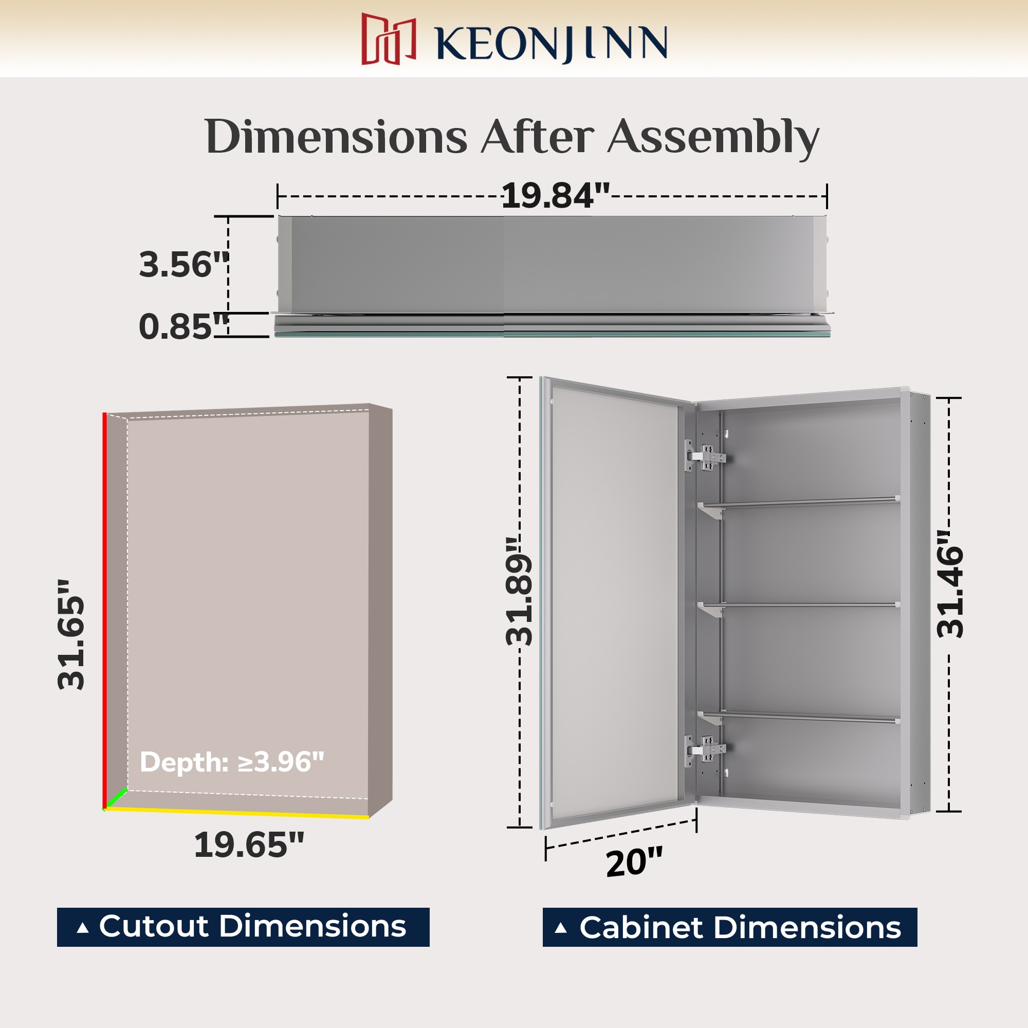 Keonjinn LW-JG-FXFJP-5181-SI Bathroom-Medicine-Cabinets - View #4