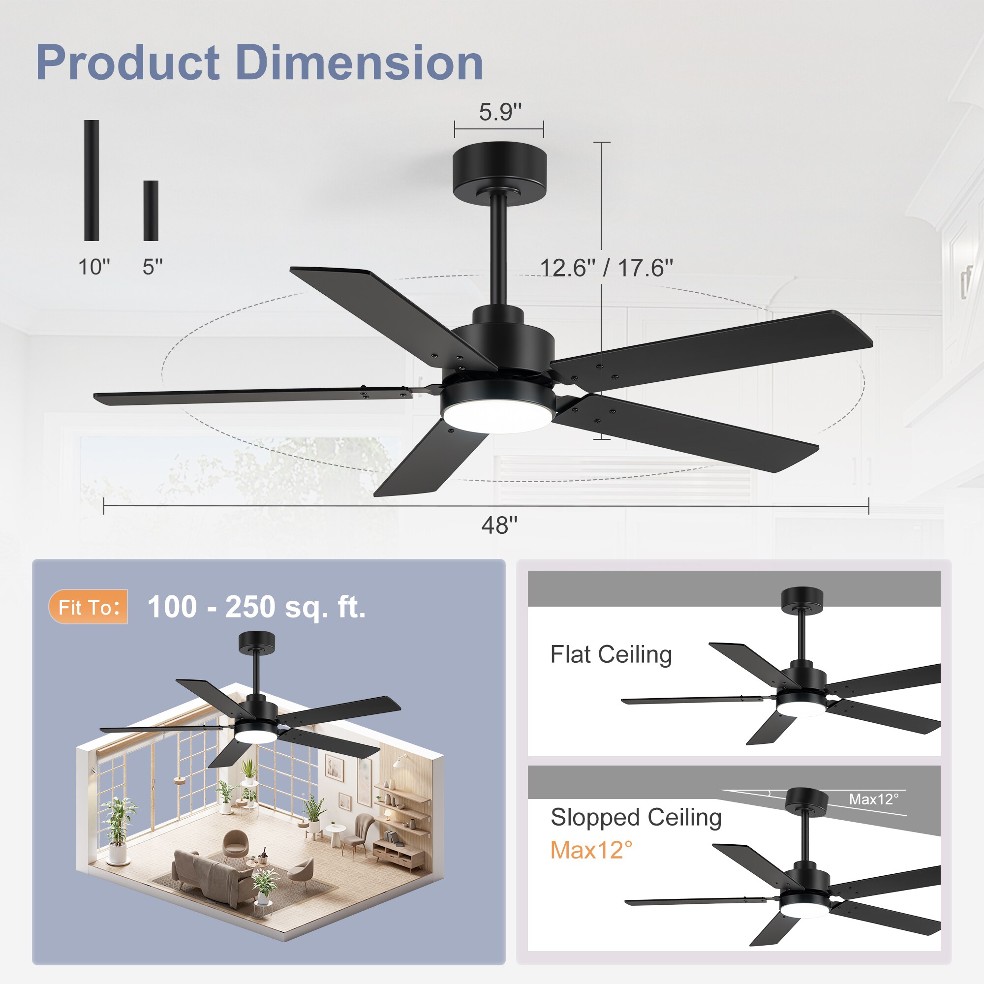 Airsurfer AS-30037-BK-T Ceiling-Fans - View #3