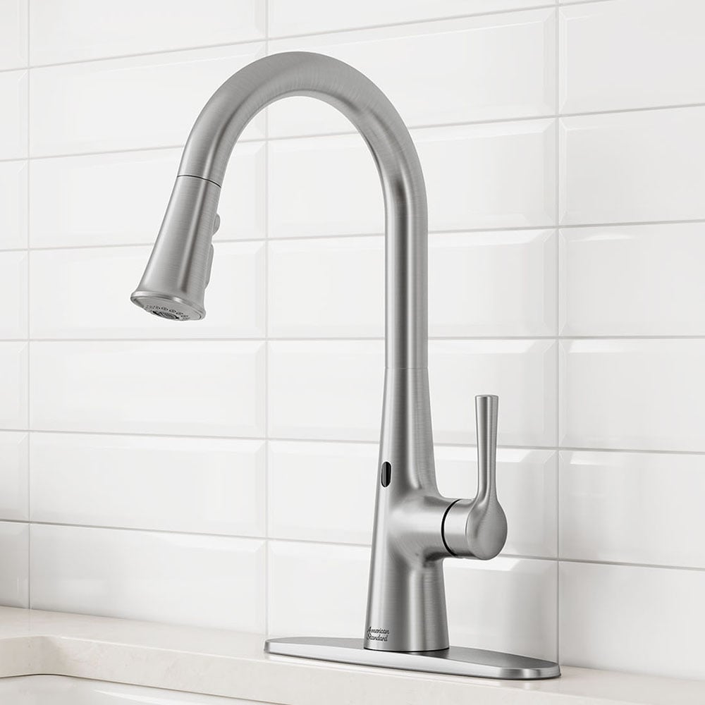 American Standard 7441381.075 Southport Brushed Nickel Single Handle Deck-mount Touchless Pull-down Kitchen Faucet with Sprayer