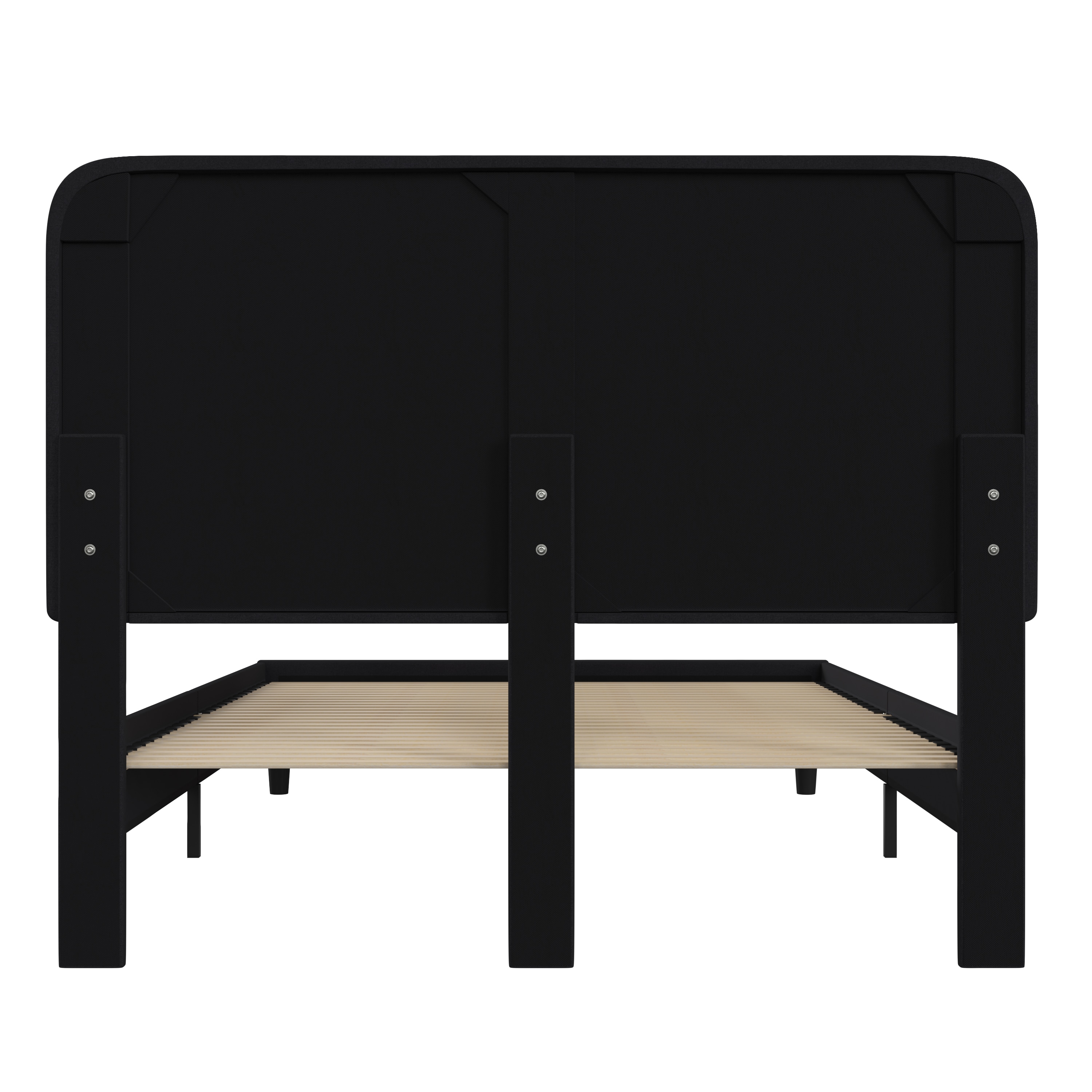 Charcoal Queen Upholstered Platform Bed with Rounded Headboard