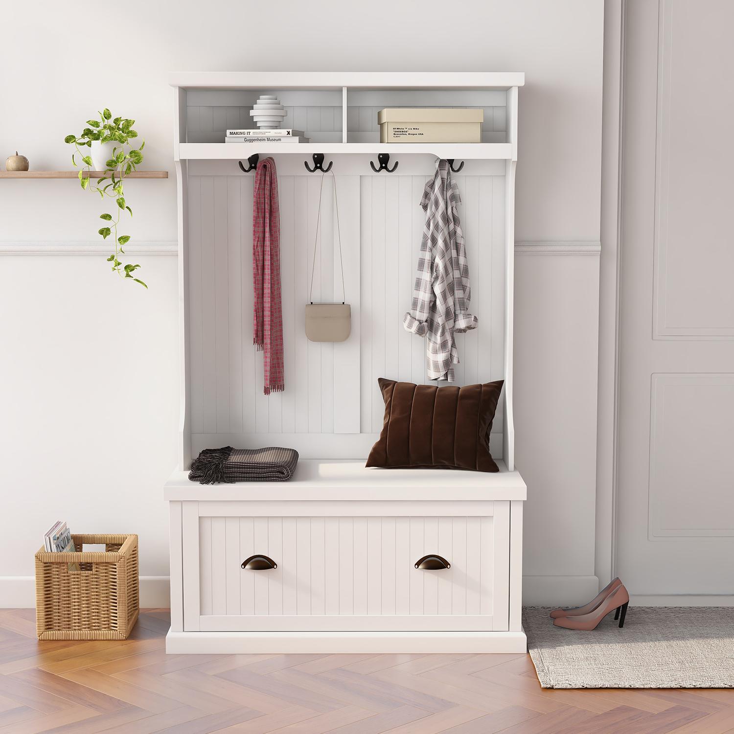 Bayfeve BF-S00054-IN Modern 40.16-in White Composite Hall Tree