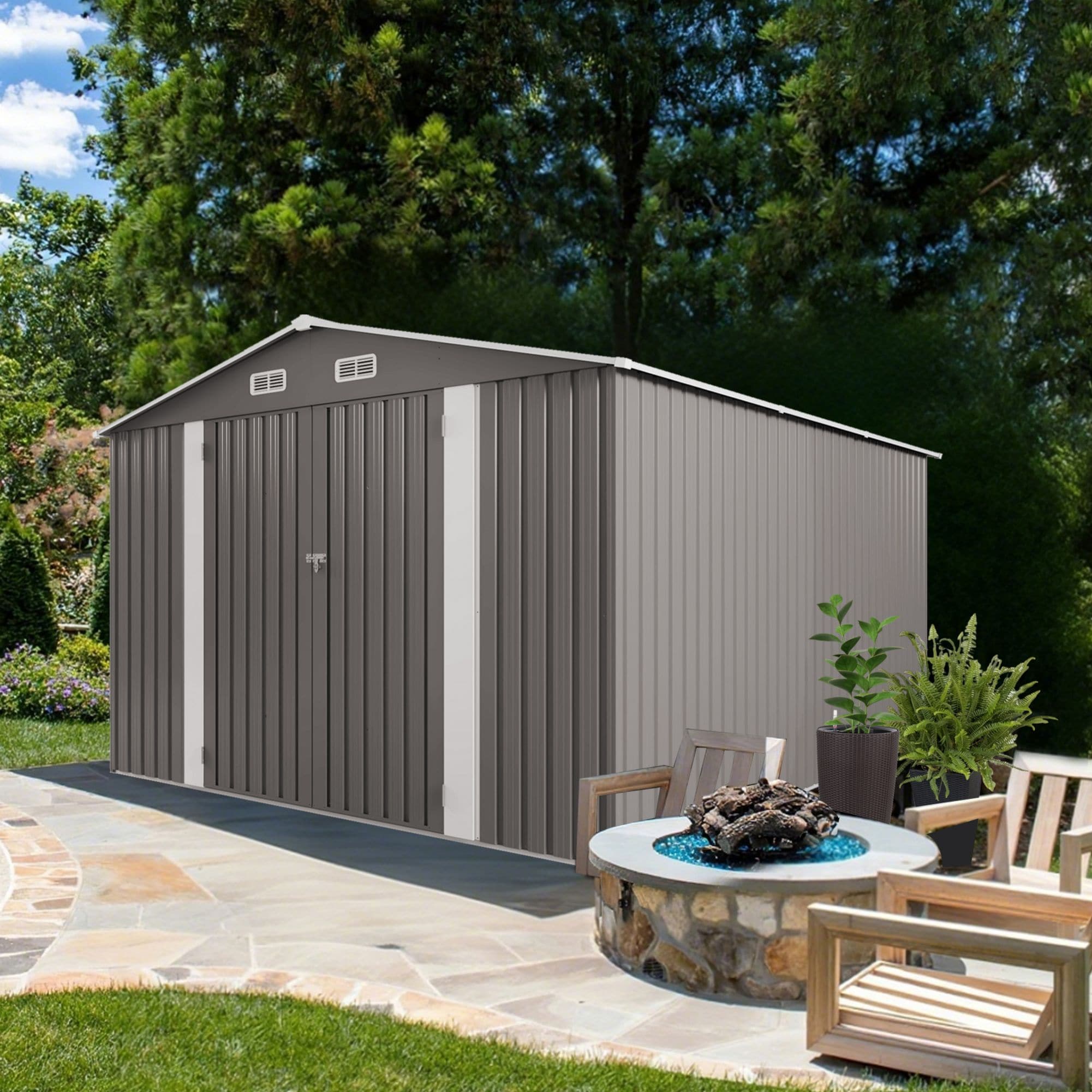 WELLFOR XDJ388DG Metal-Storage-Buildings-Sheds - View #9