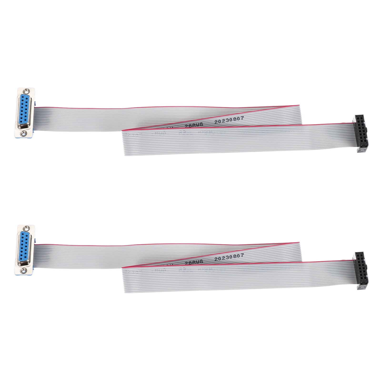 Unique Bargains IDC Wire Flat Ribbon Cable DB15 Female to FC-16 Female Connector 2.54mm Pitch 50cm Length 2pcs #S26080700UX4117