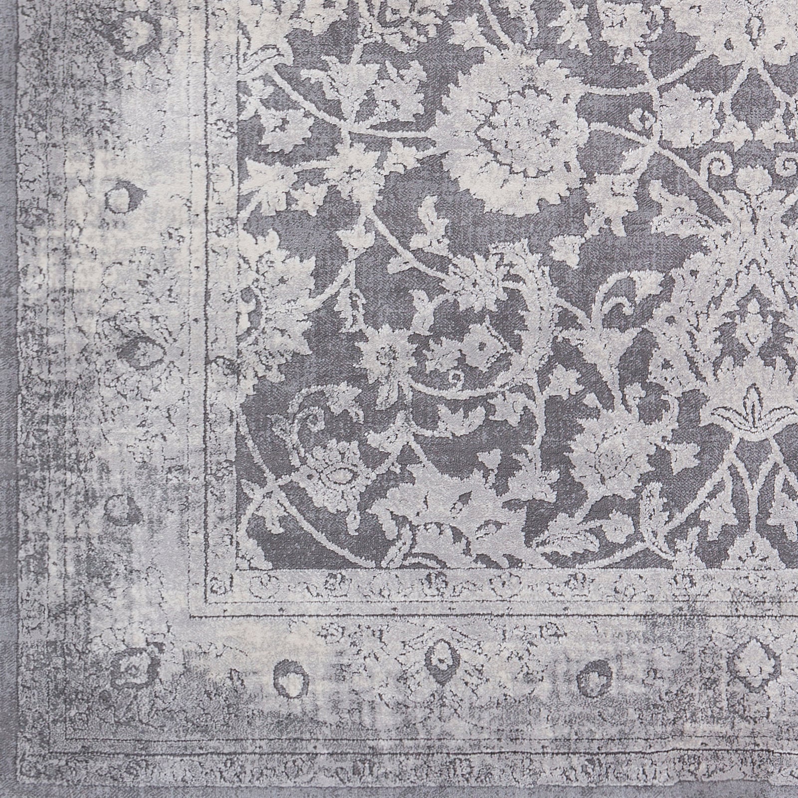Reversible Easy-Care Stain-Resistant Synthetic Area Rug in Soft Gray