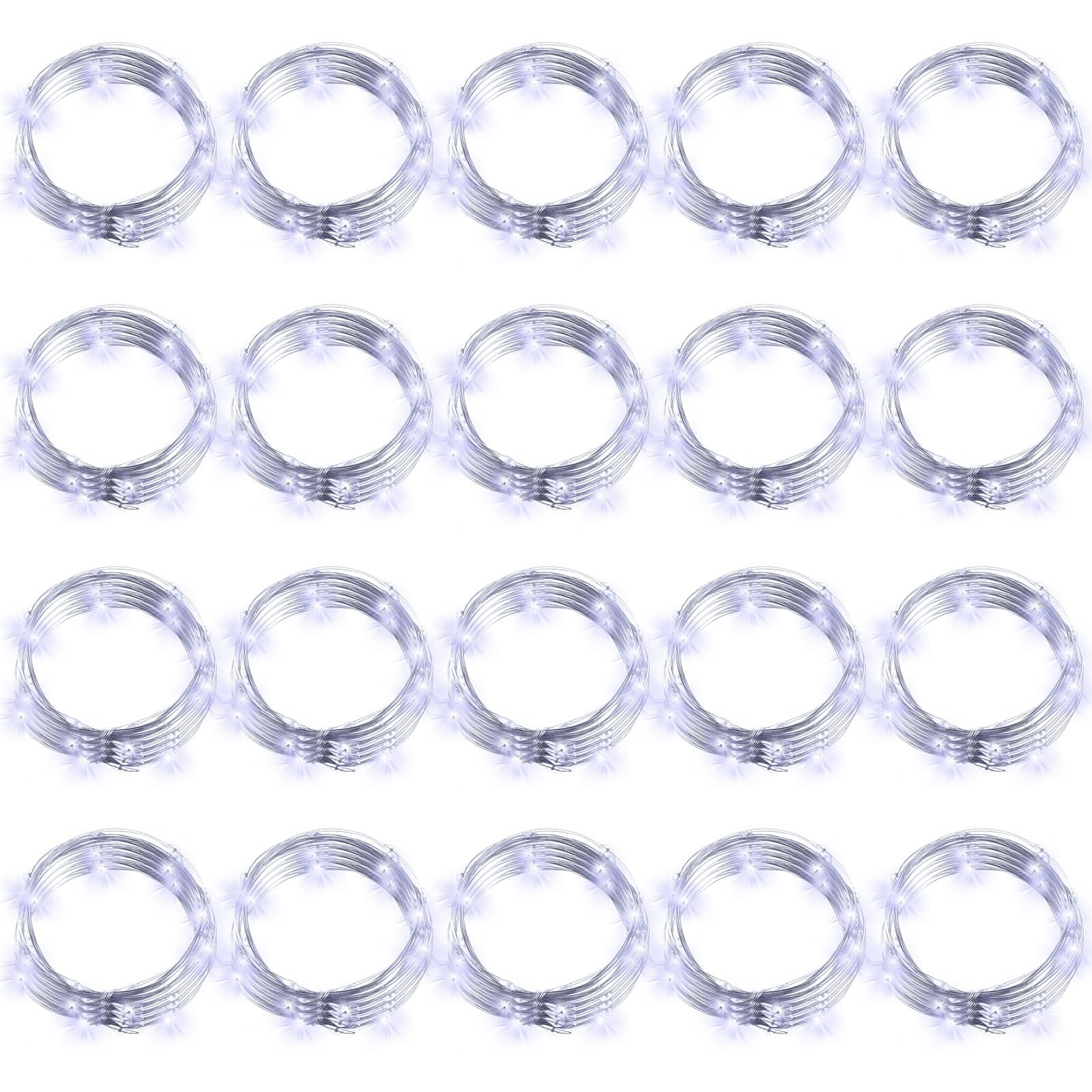Afoxsos -  20 pack fairy lights 7 ft cool white 20 LED waterproof mini wire twinkle lights with 3...