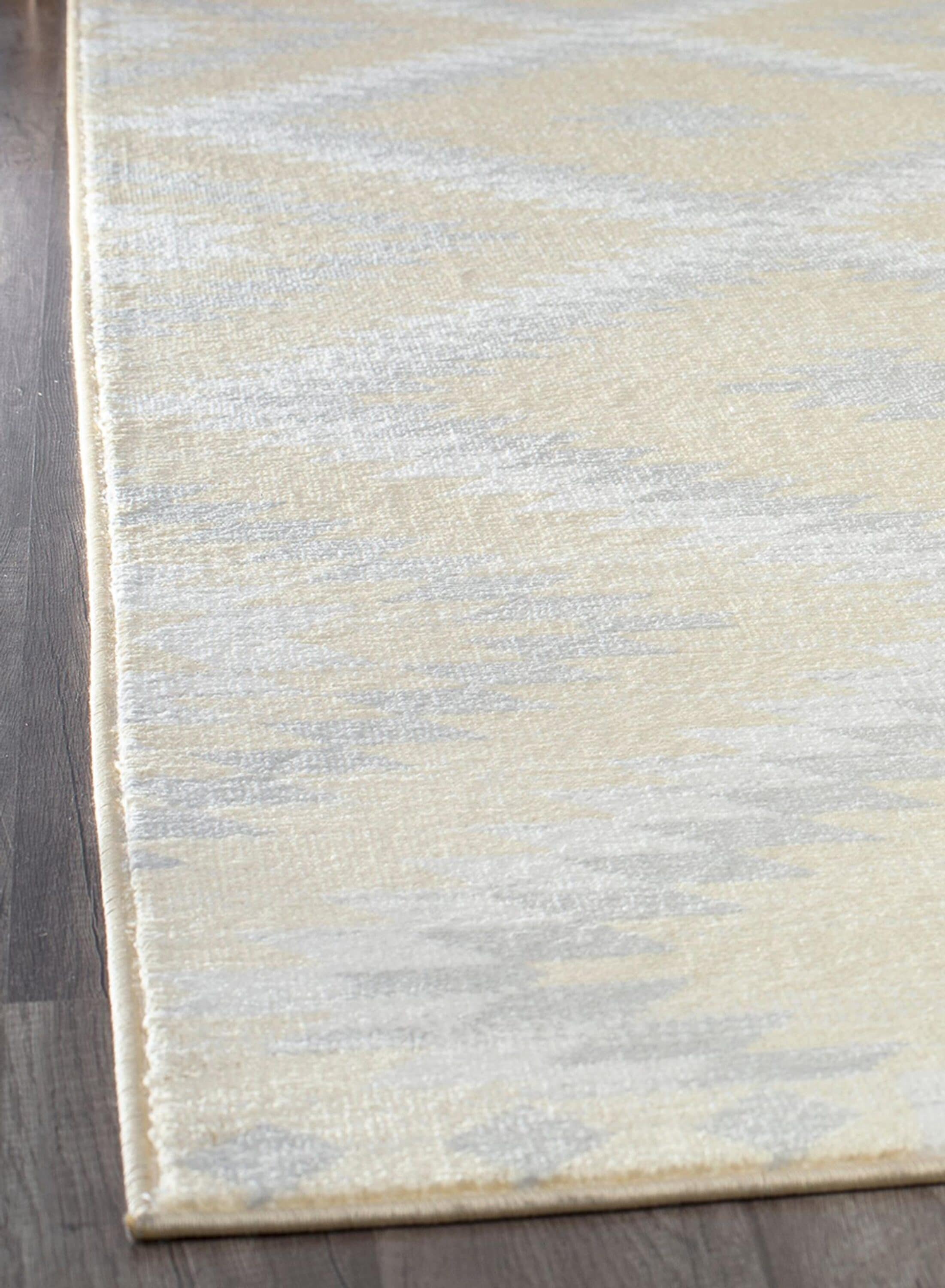 Sunflower Yellow and Gray Synthetic Area Rug, 2' x 4'