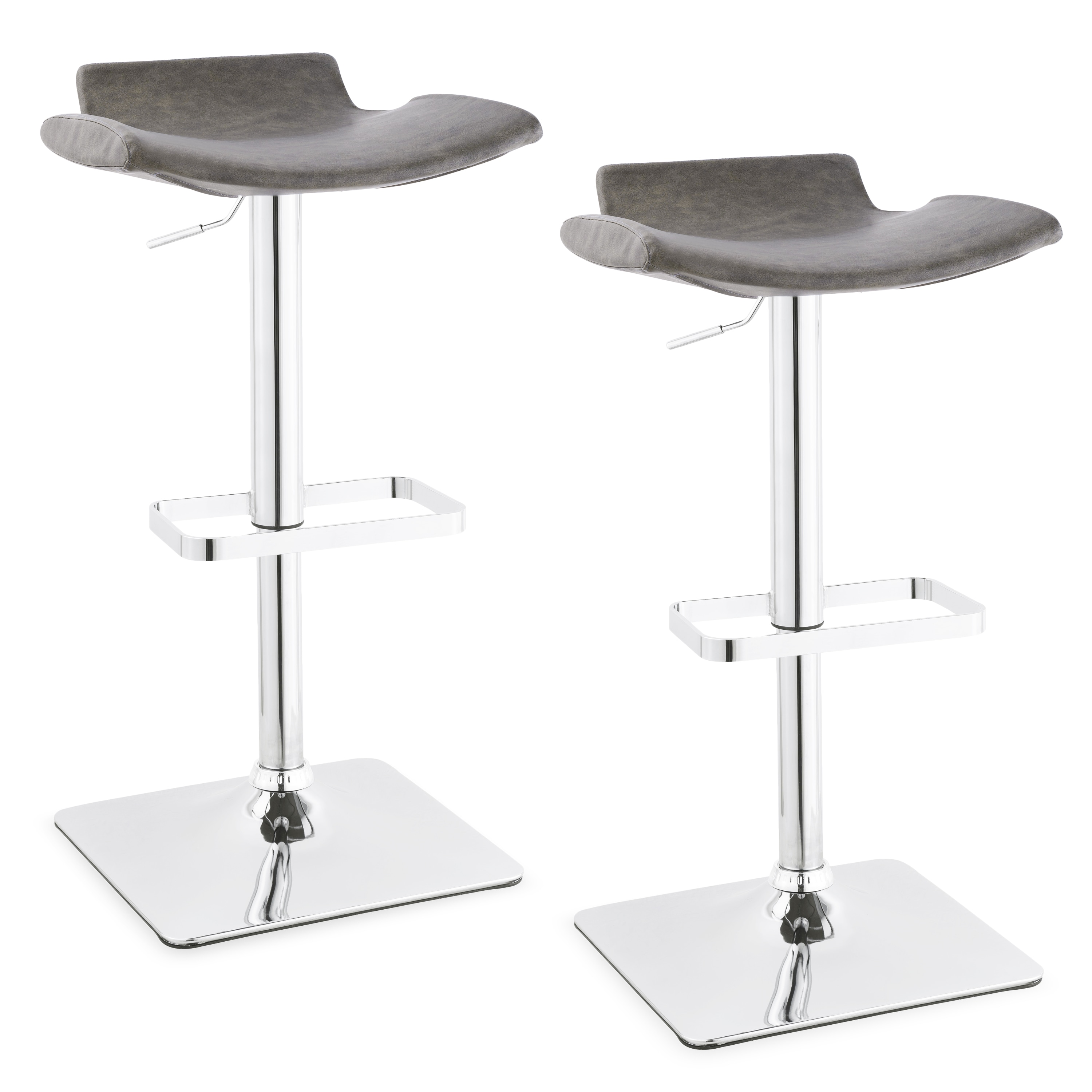 Leick Home 10138GR Favorite Finds 2 -Set Gray 25.0-in H Adjustable Height Counter height Bucket seat Upholstered Swivel Metal Bar Stool