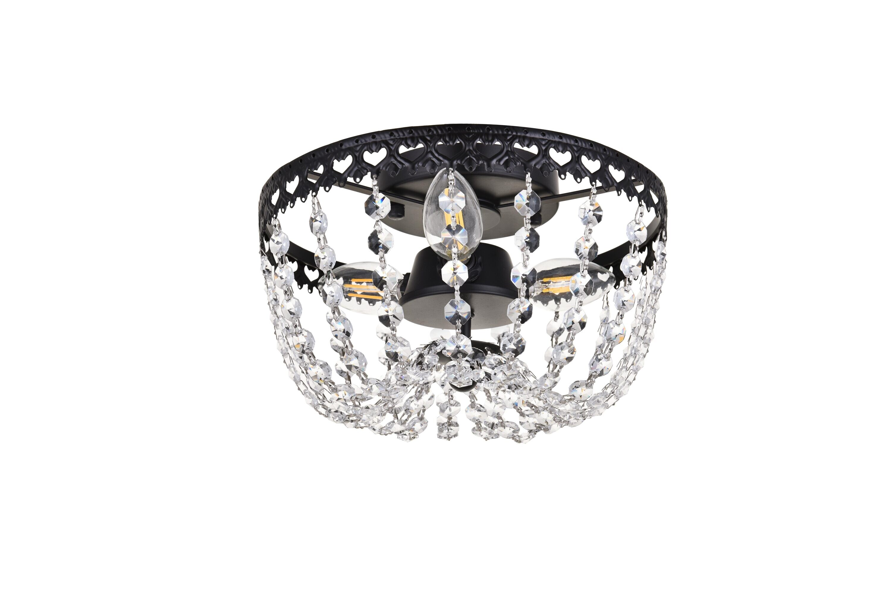 Kylie 10" Black Iron and Crystal Flush Mount Light