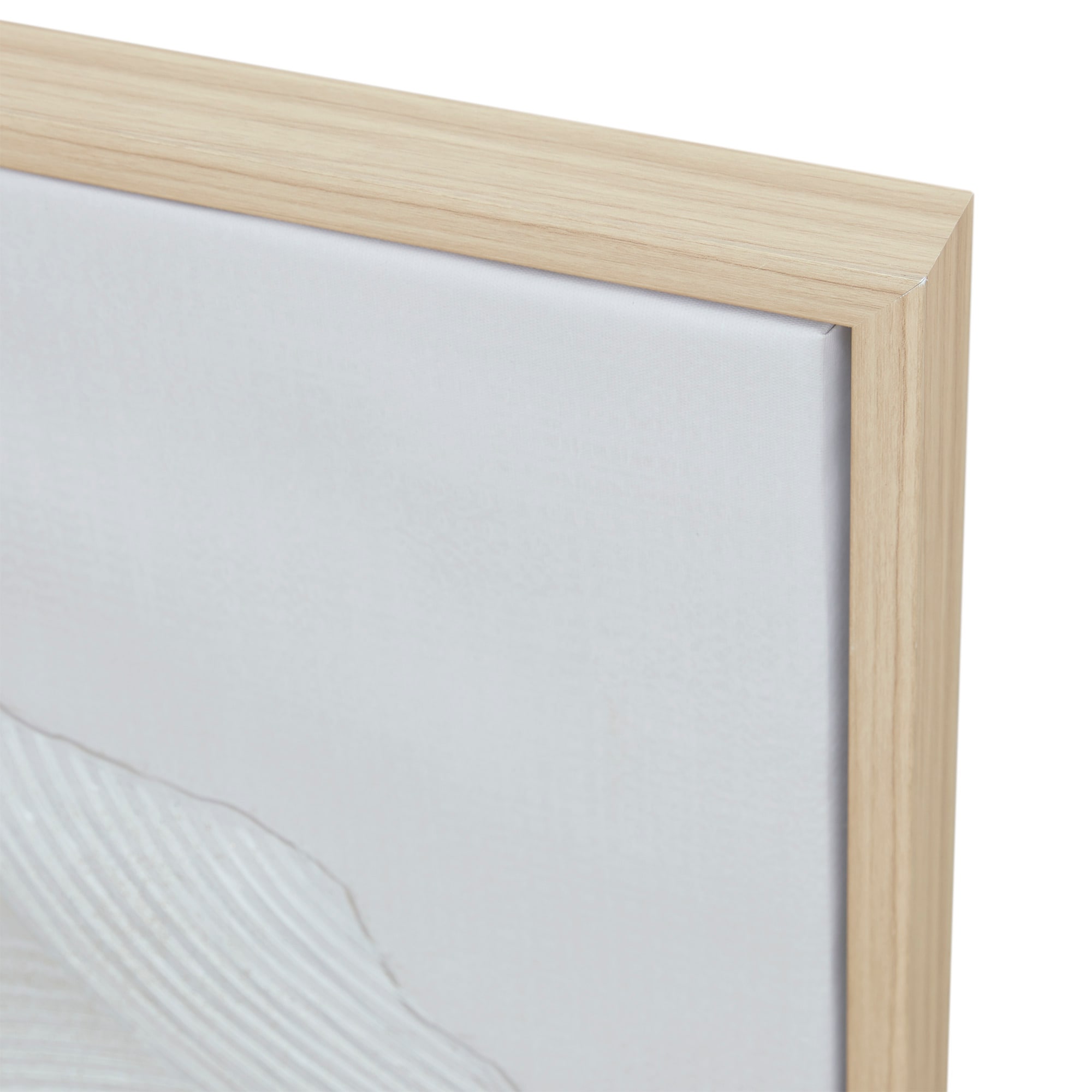Ivory Hand Embellished Abstract Canvas Wall Art Set with Natural Wood Frame