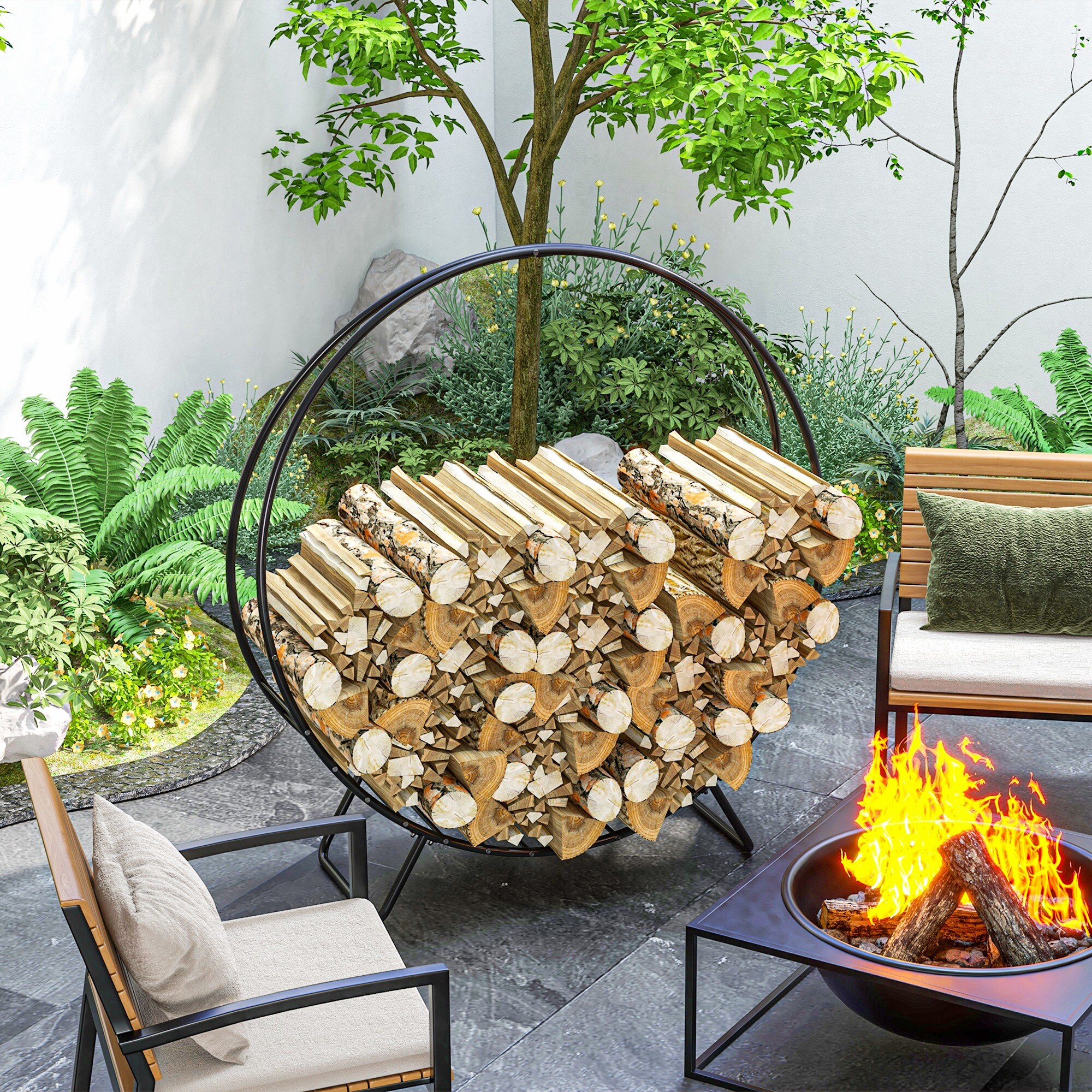 Outsunny 842-360V01BK Firewood-Storage - View #2