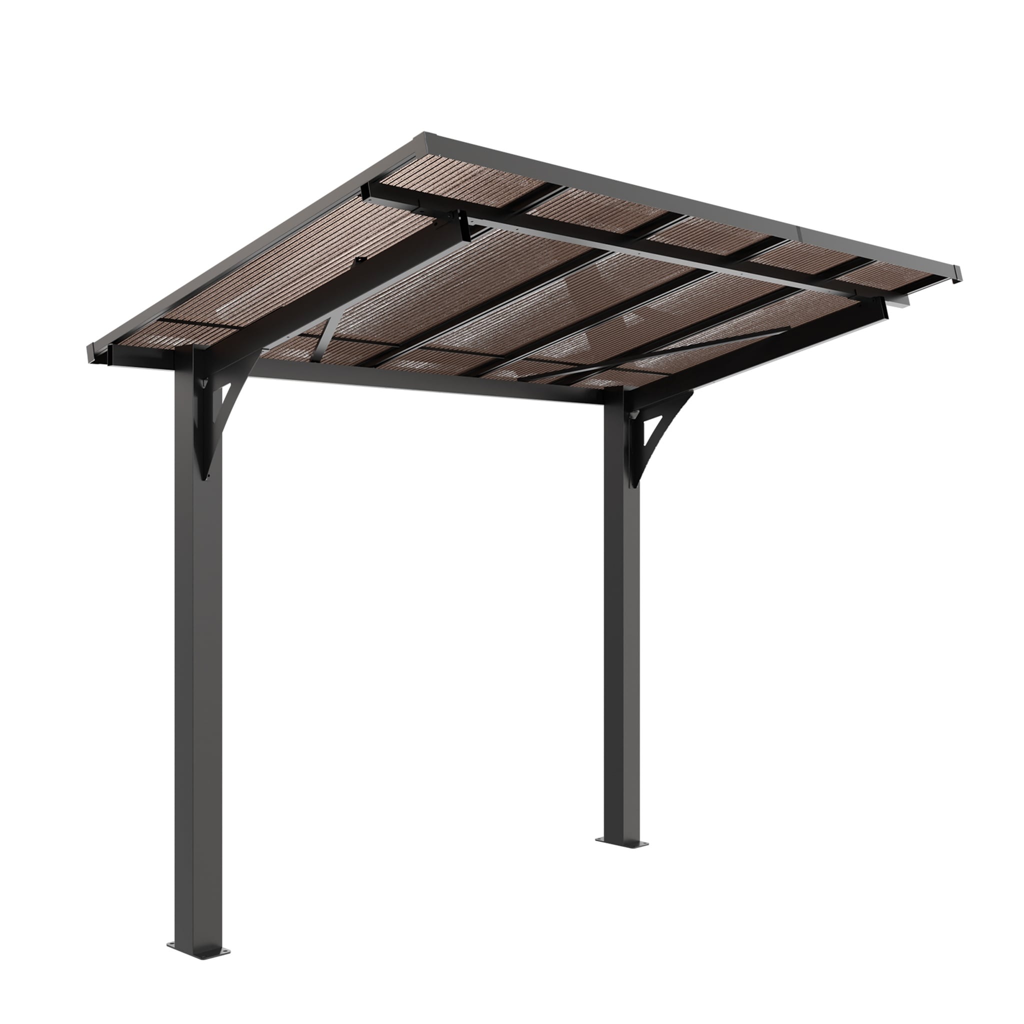 Rbied - 8FT x 5FT Galvanized Steel Carport with Sloped PC Roof Outdoor Awning Shelter for Patio G...